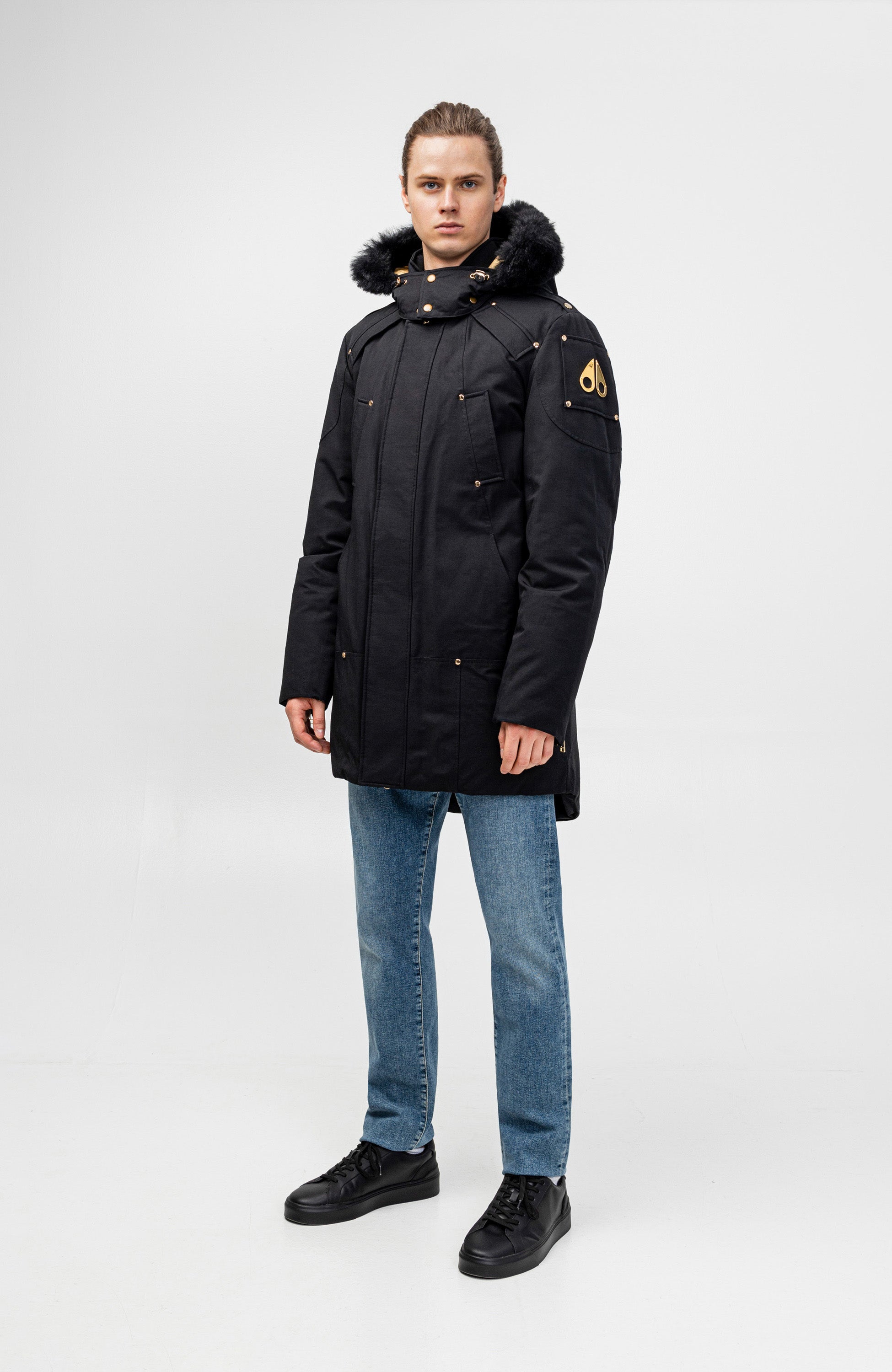 Moose knuckles Black Hooded parka coat stag lake image 9