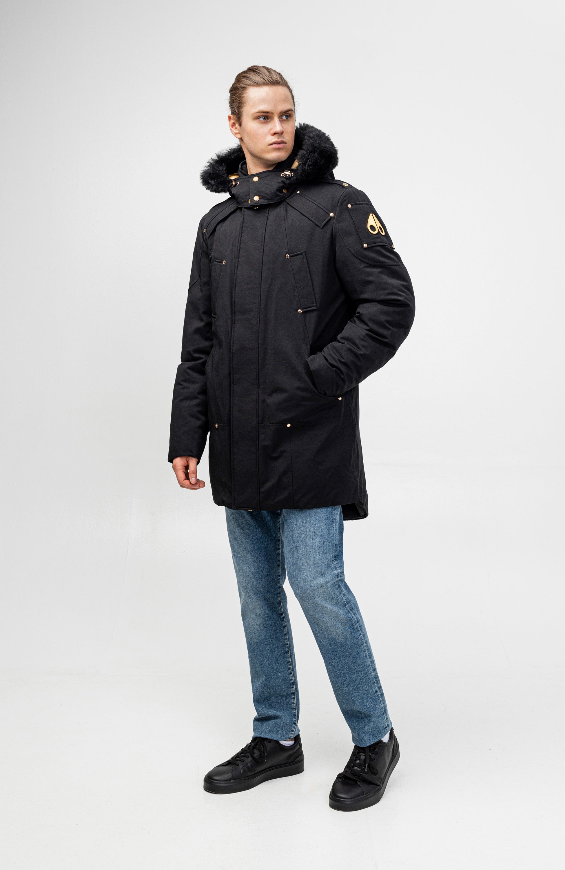 Moose knuckles Black Hooded parka coat stag lake image 11