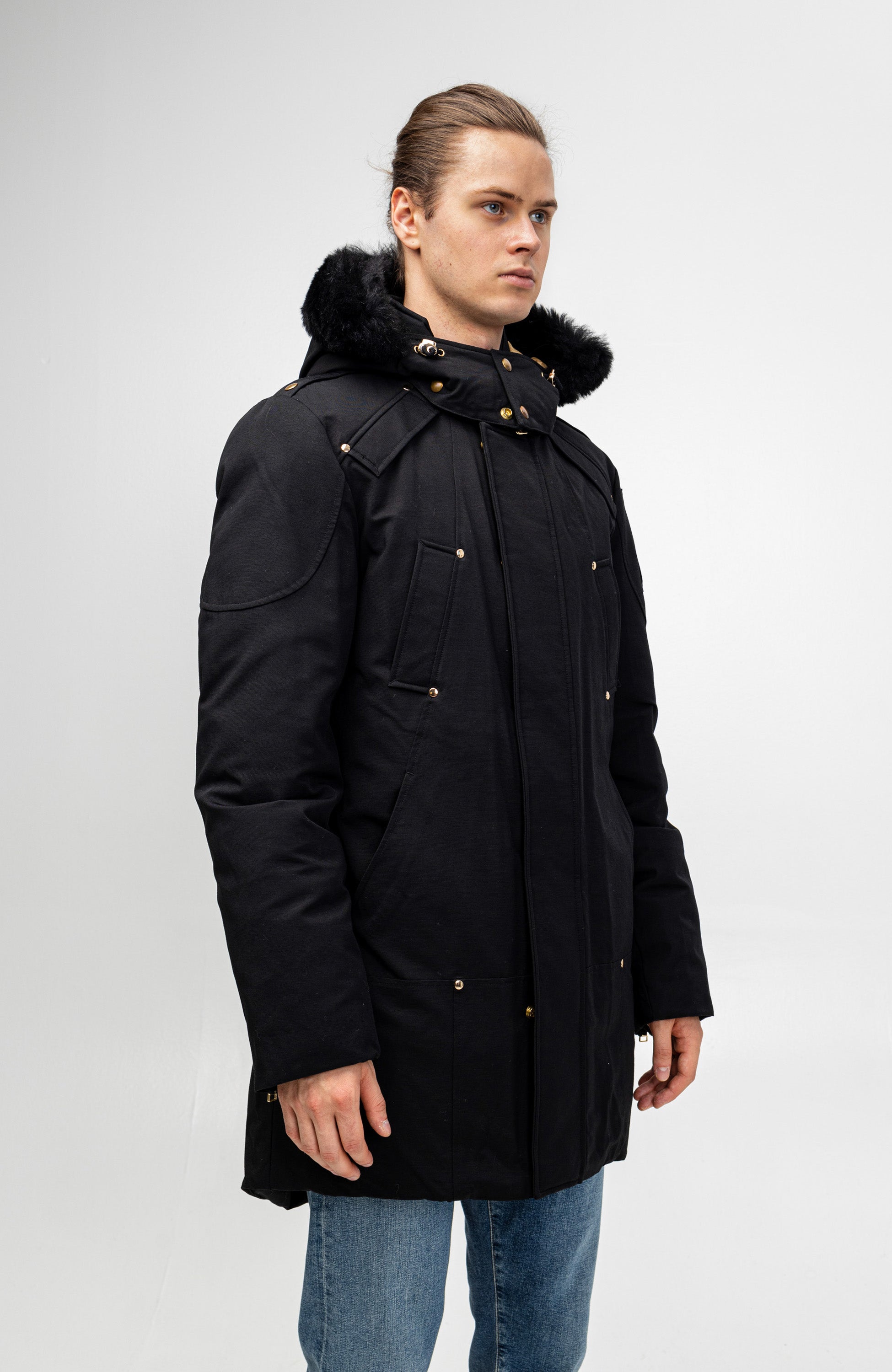 Moose knuckles Black Hooded parka coat stag lake image 3