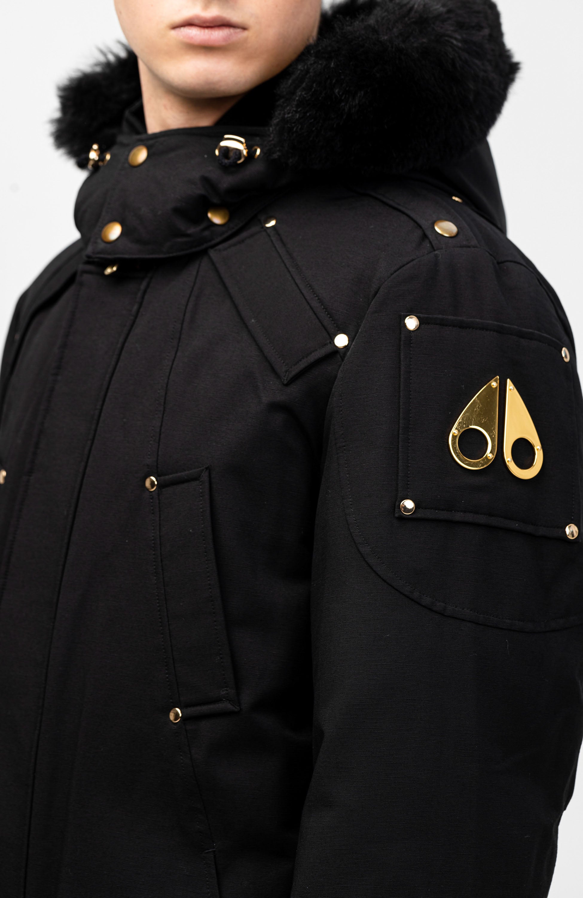 Moose knuckles Black Hooded parka coat stag lake image 12