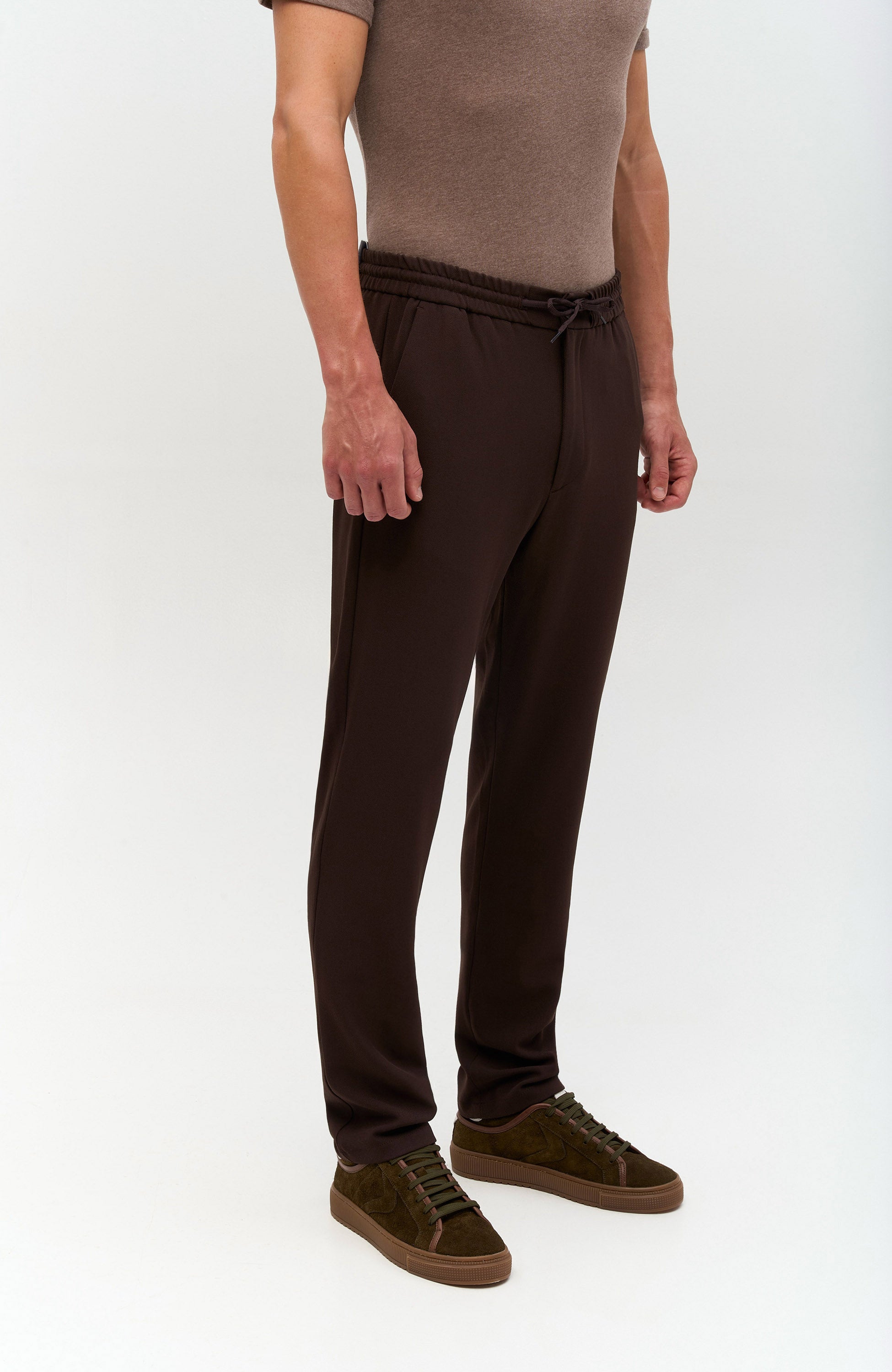 Les deux Brown Tapered drawstring trousers como image 3