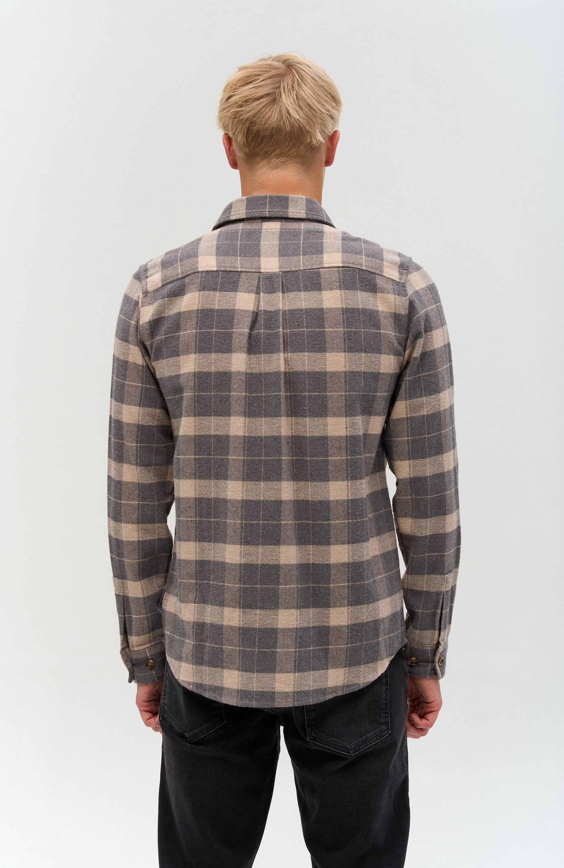 Les deux Grey Flannel check overshirt lennon image 3