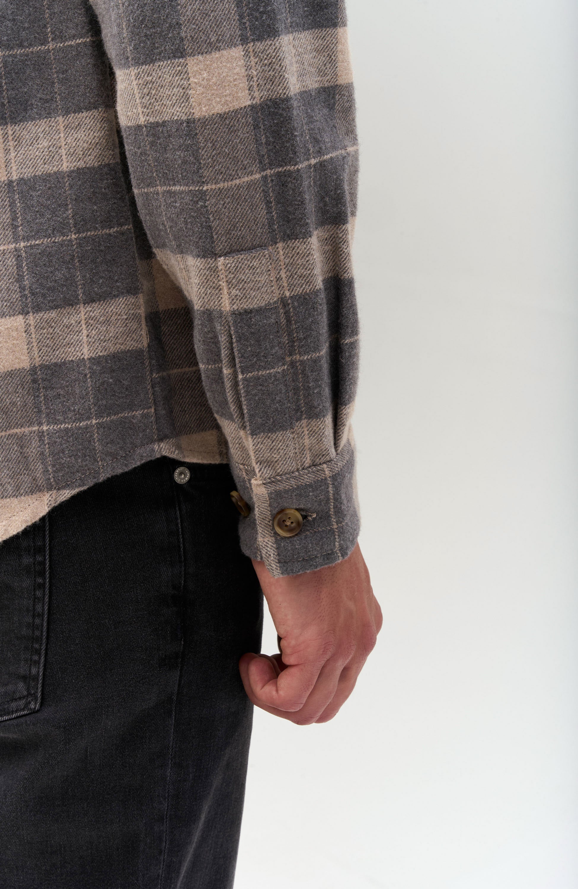Les deux Grey Flannel check overshirt lennon image 5