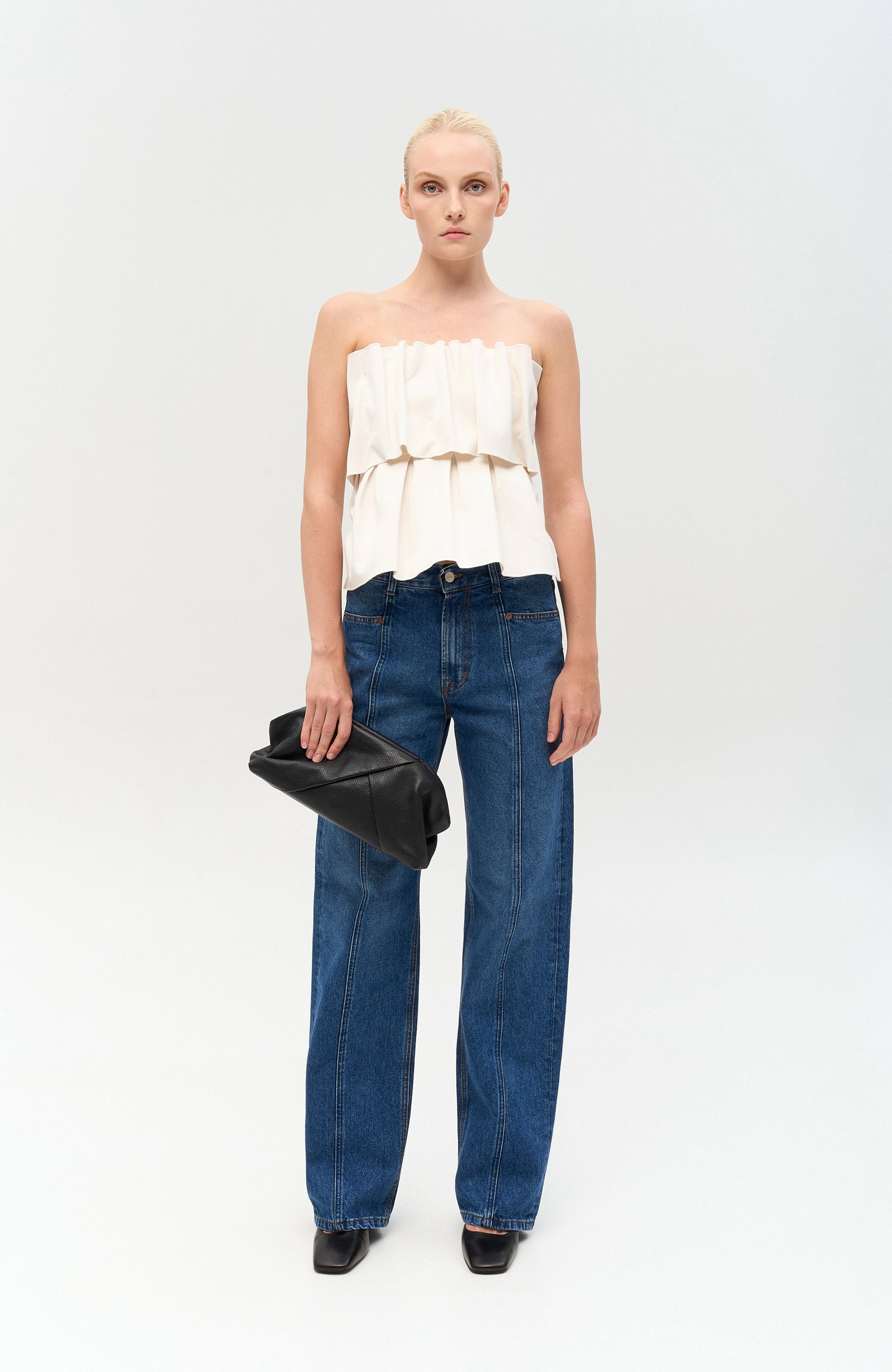 House of dagmar White Sculpted tube top image 6