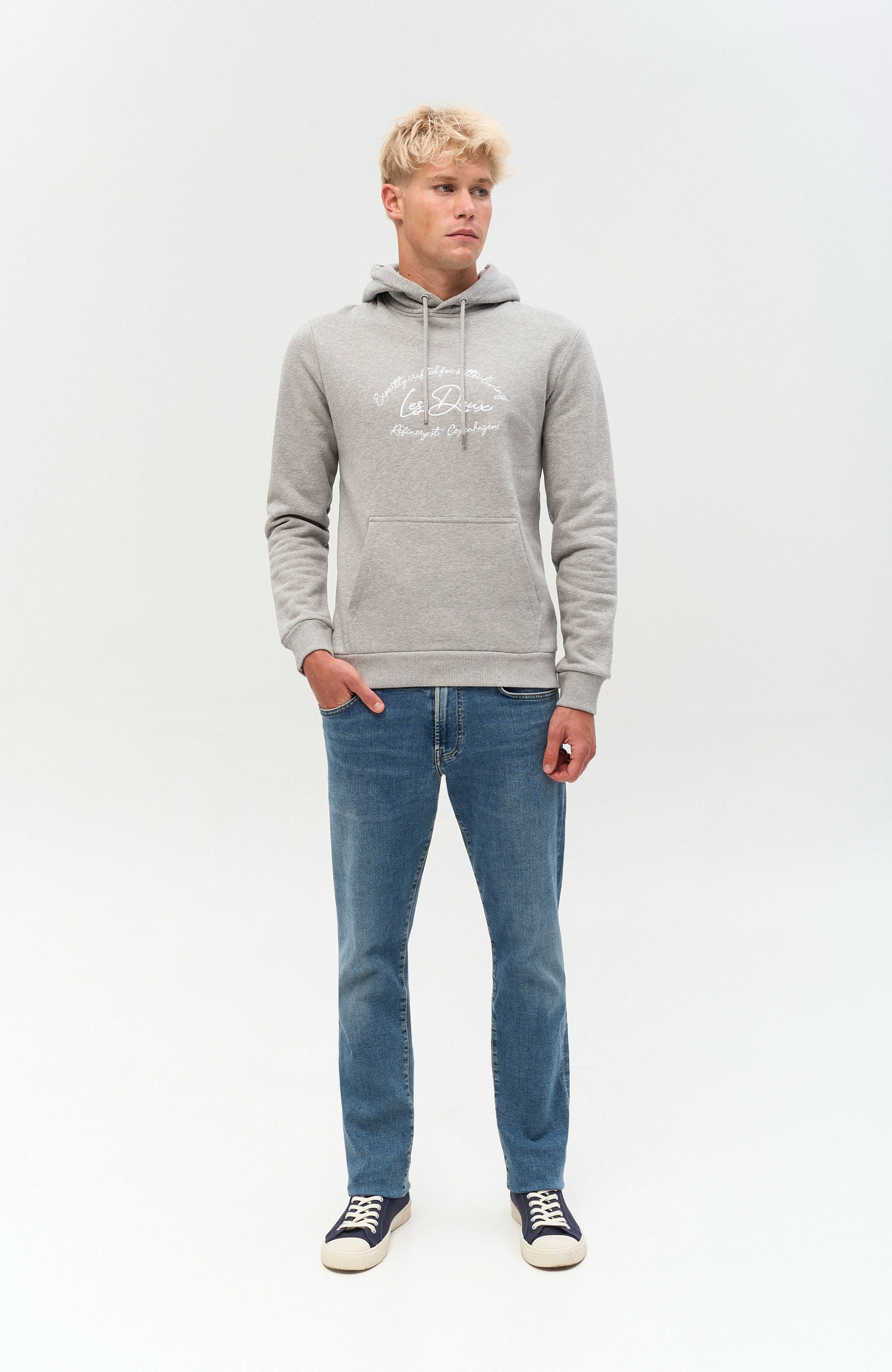 Les deux Grey Embroidered fleece hoodie camden image 6