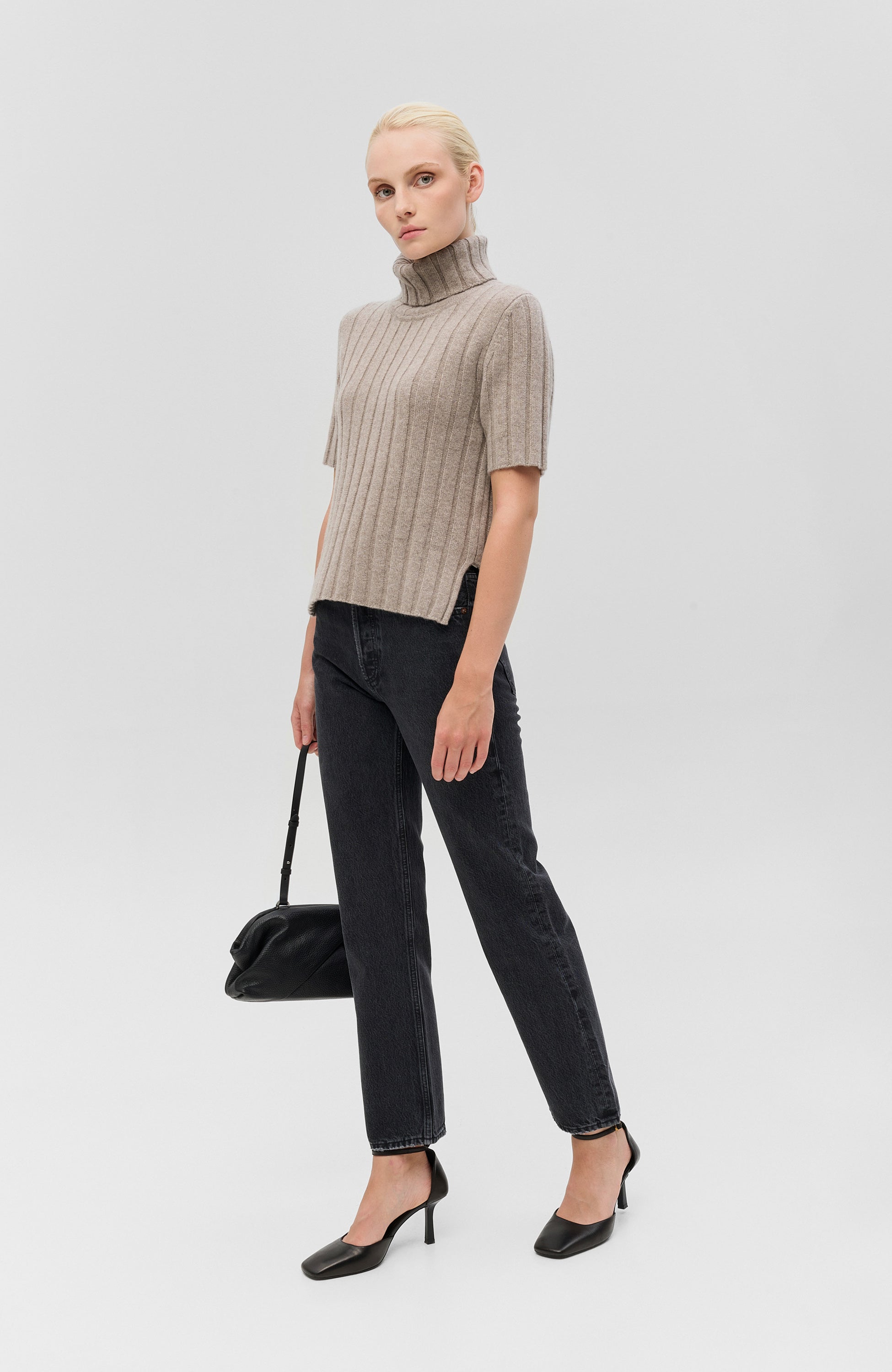 Ftc cashmere Beige Sweter z krótkim rękawem image 8