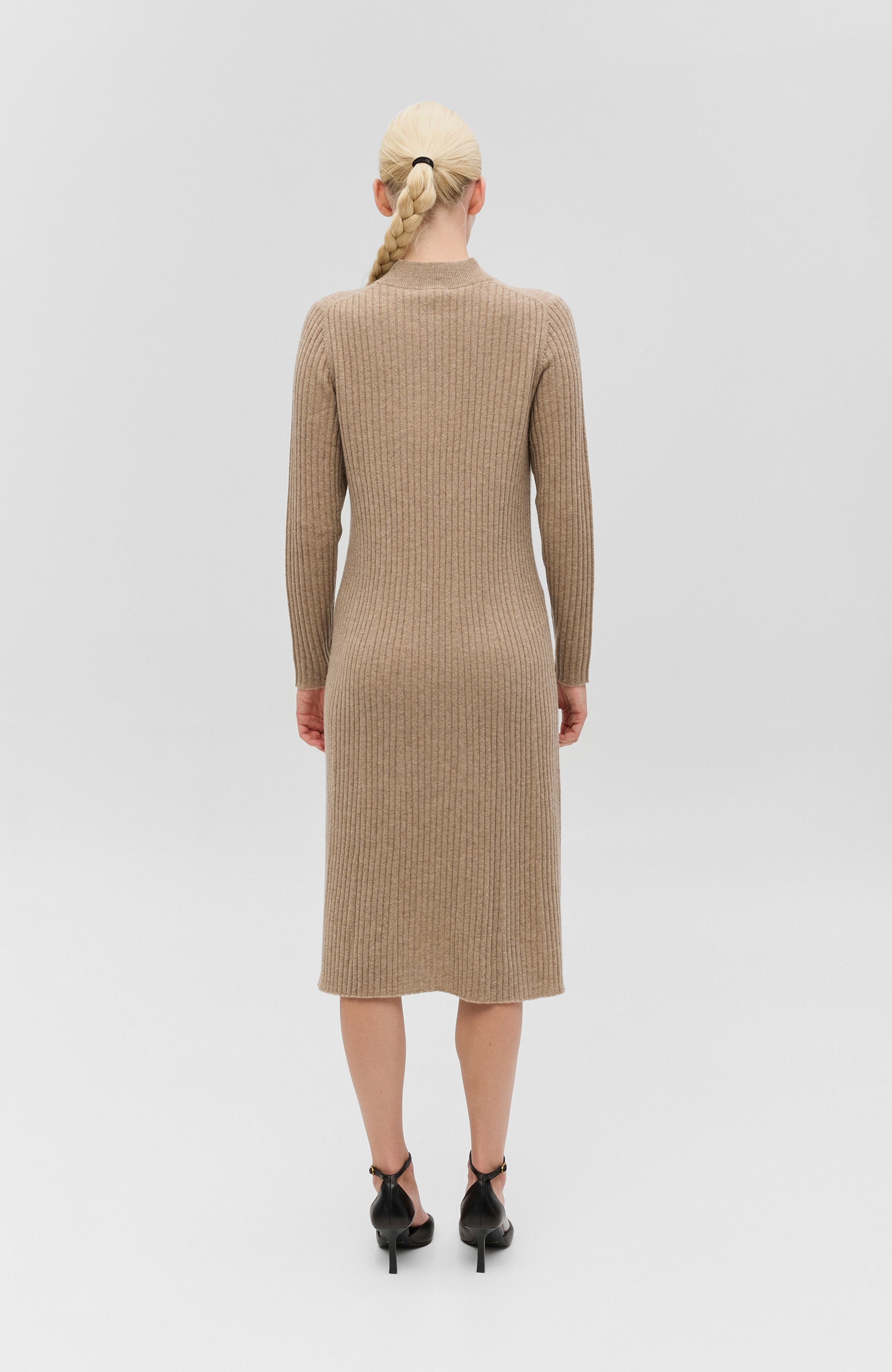 Ftc cashmere Beige Mockneck ribbed dress image 5