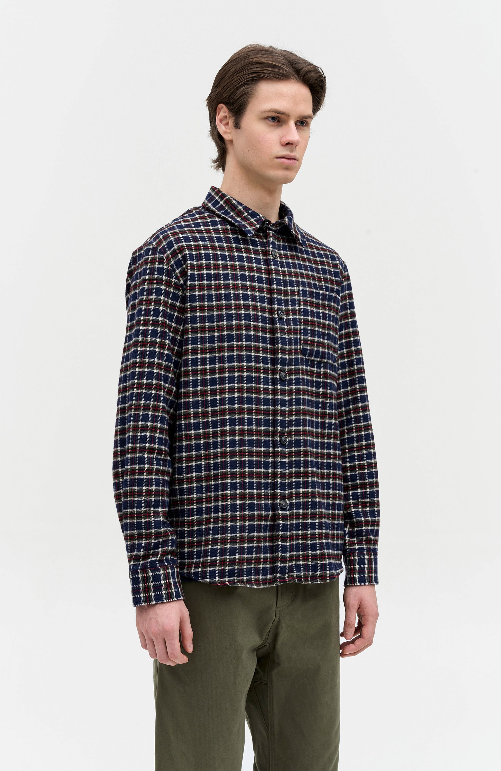 A.p.c. Navy Check-pattern wool overshirt trek image 3