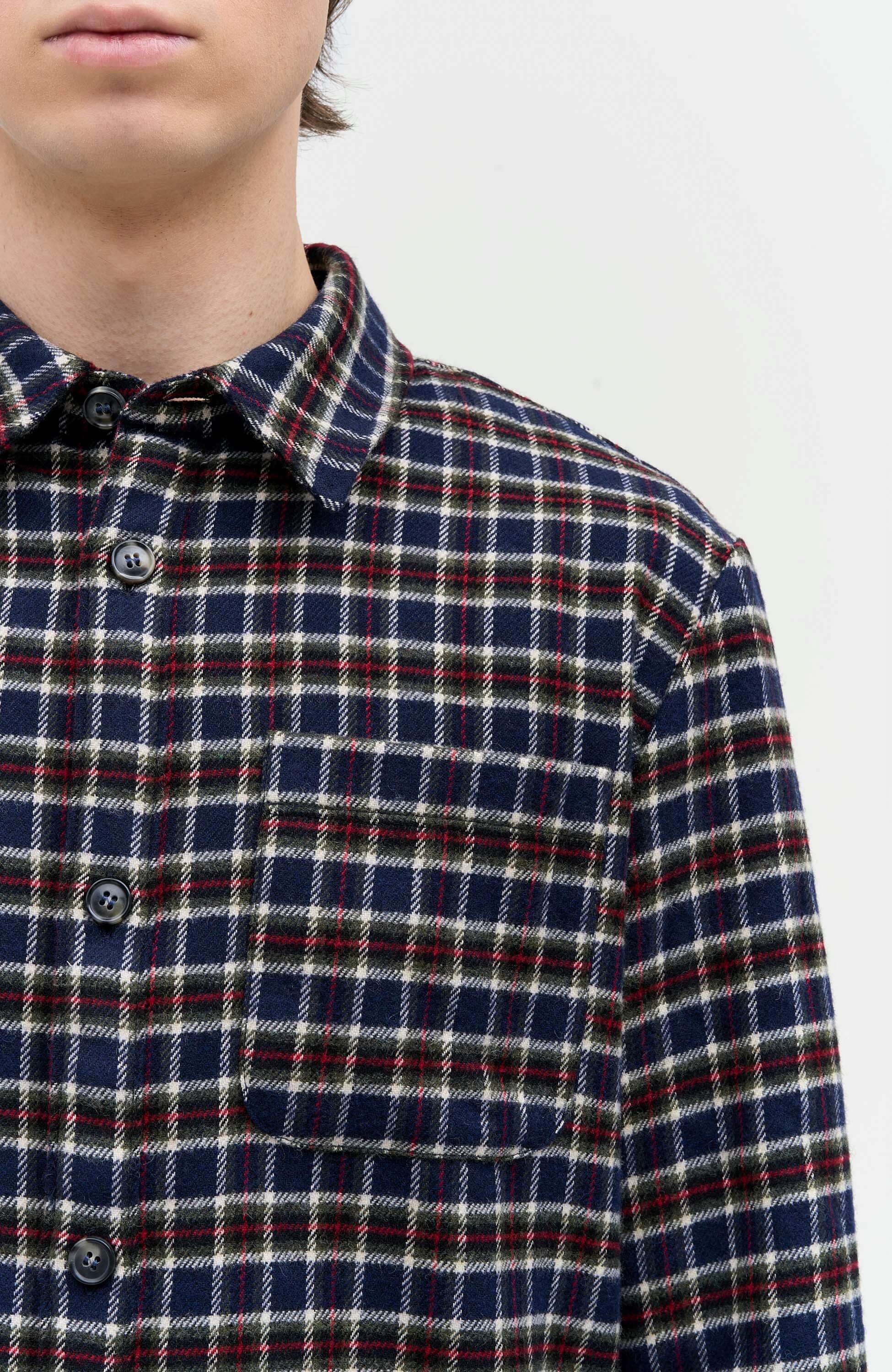 A.p.c. Navy Check-pattern wool overshirt trek image 6
