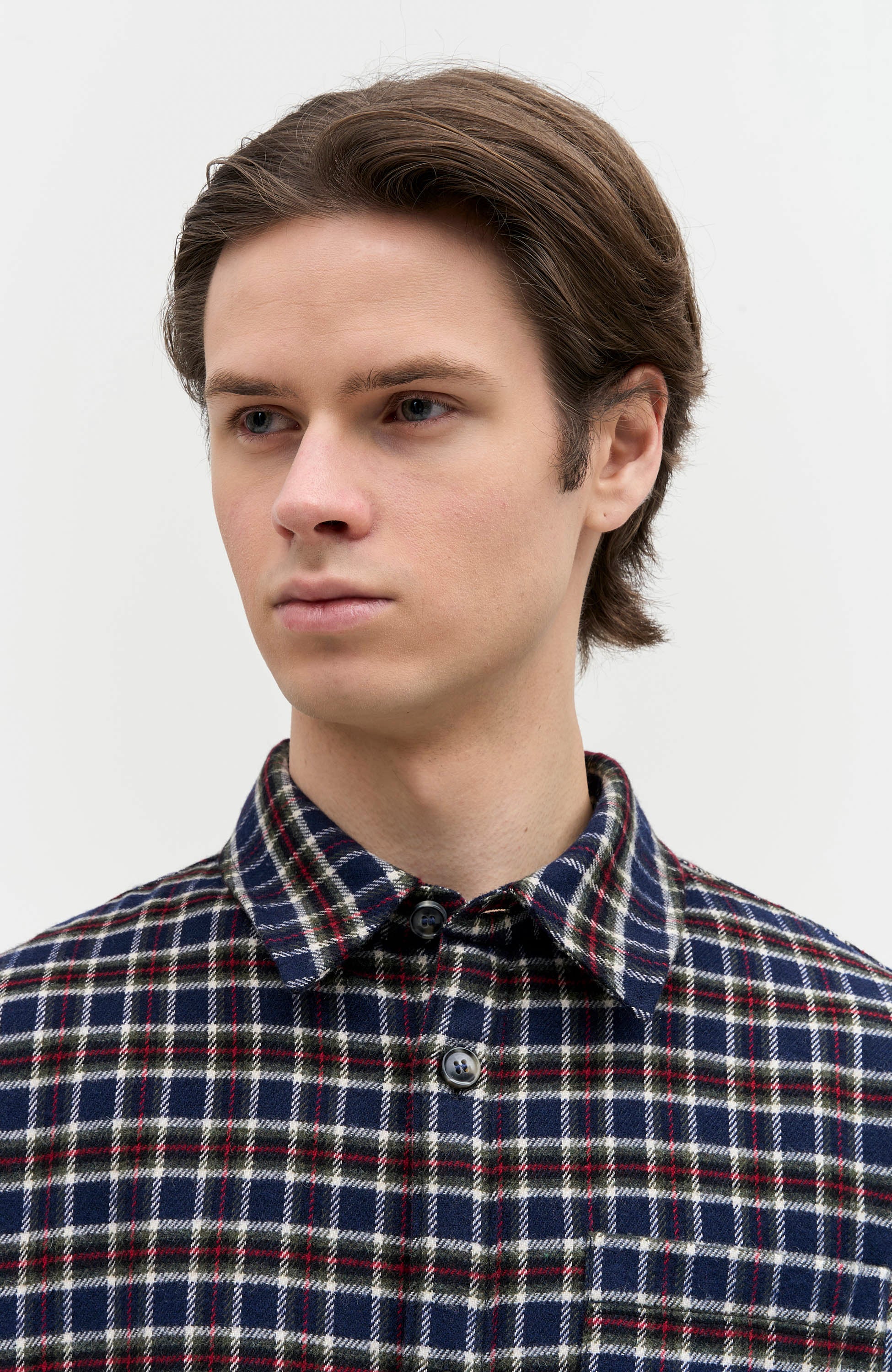 A.p.c. Navy Check-pattern wool overshirt trek image 5