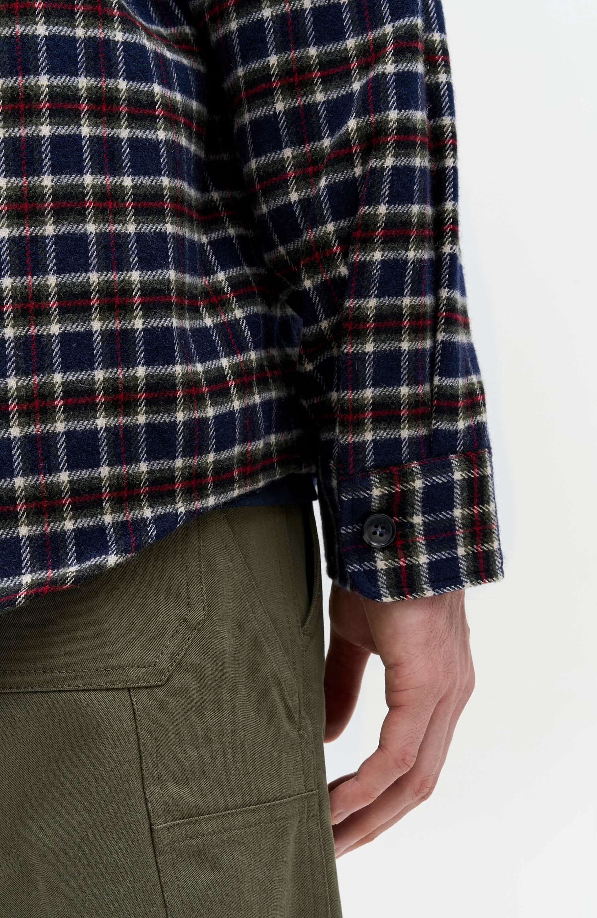 A.p.c. Navy Check-pattern wool overshirt trek image 7