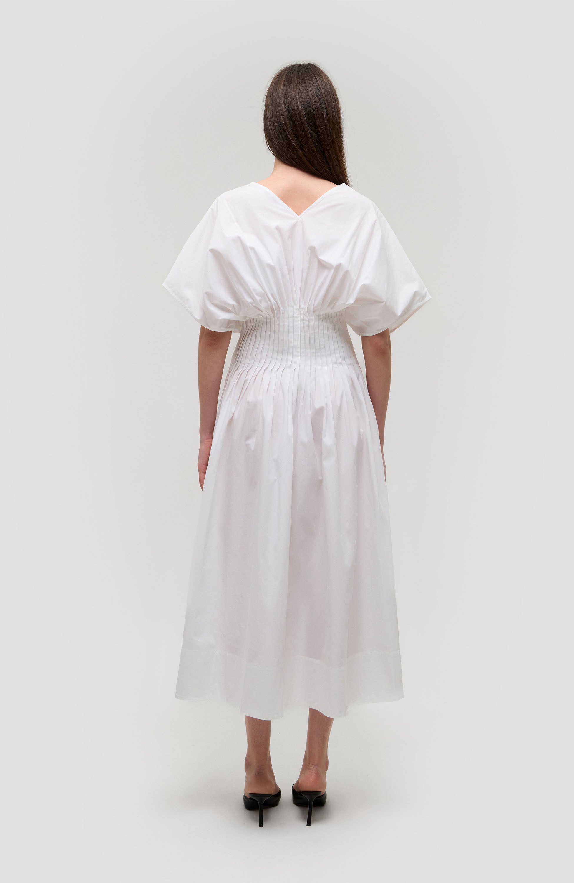 House of dagmar White Poplin v-neck dress image 4