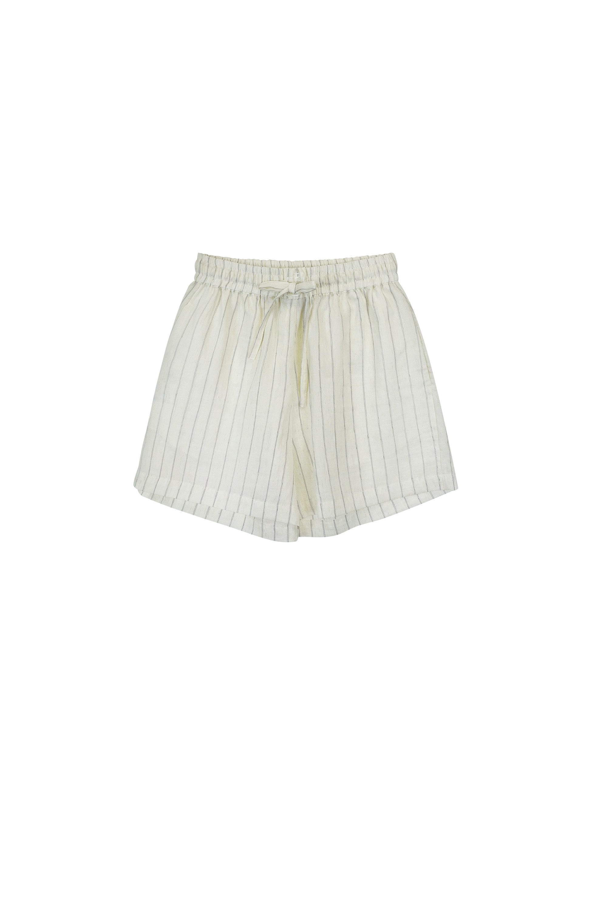 Beige brown Neutral Striped linen shorts image 6