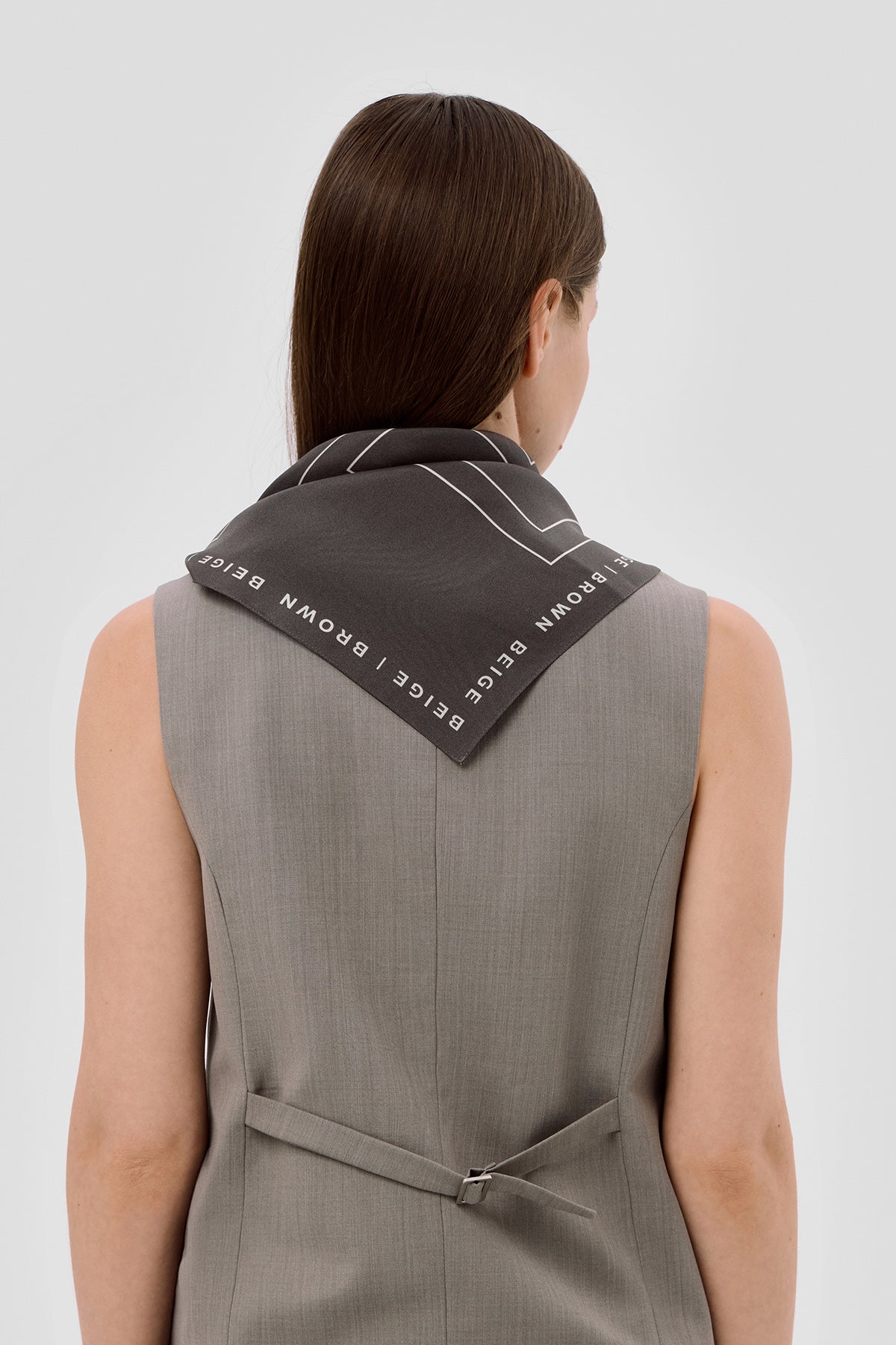 Beige brown Beige Silk scarf image 3