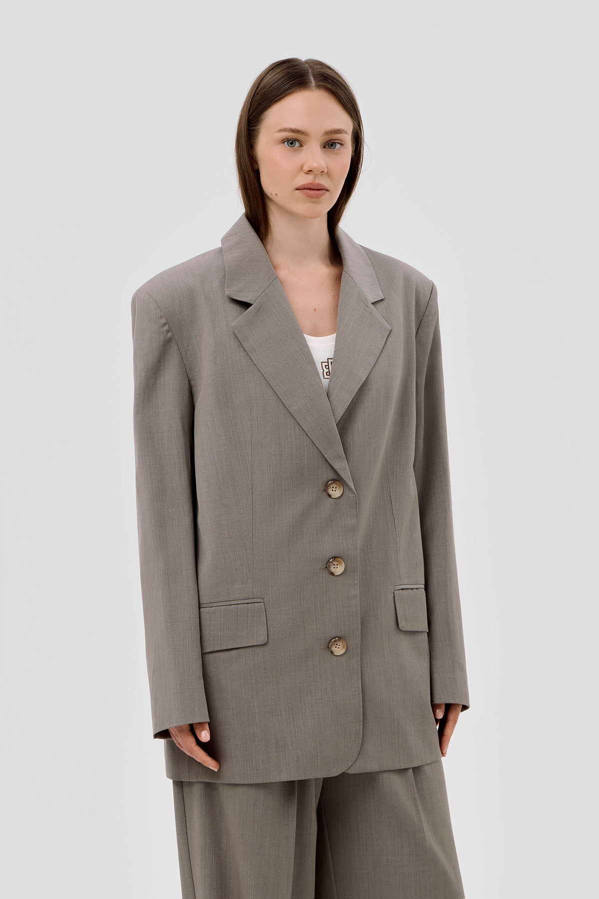 Beige brown Beige Oversized suit blazer image 3