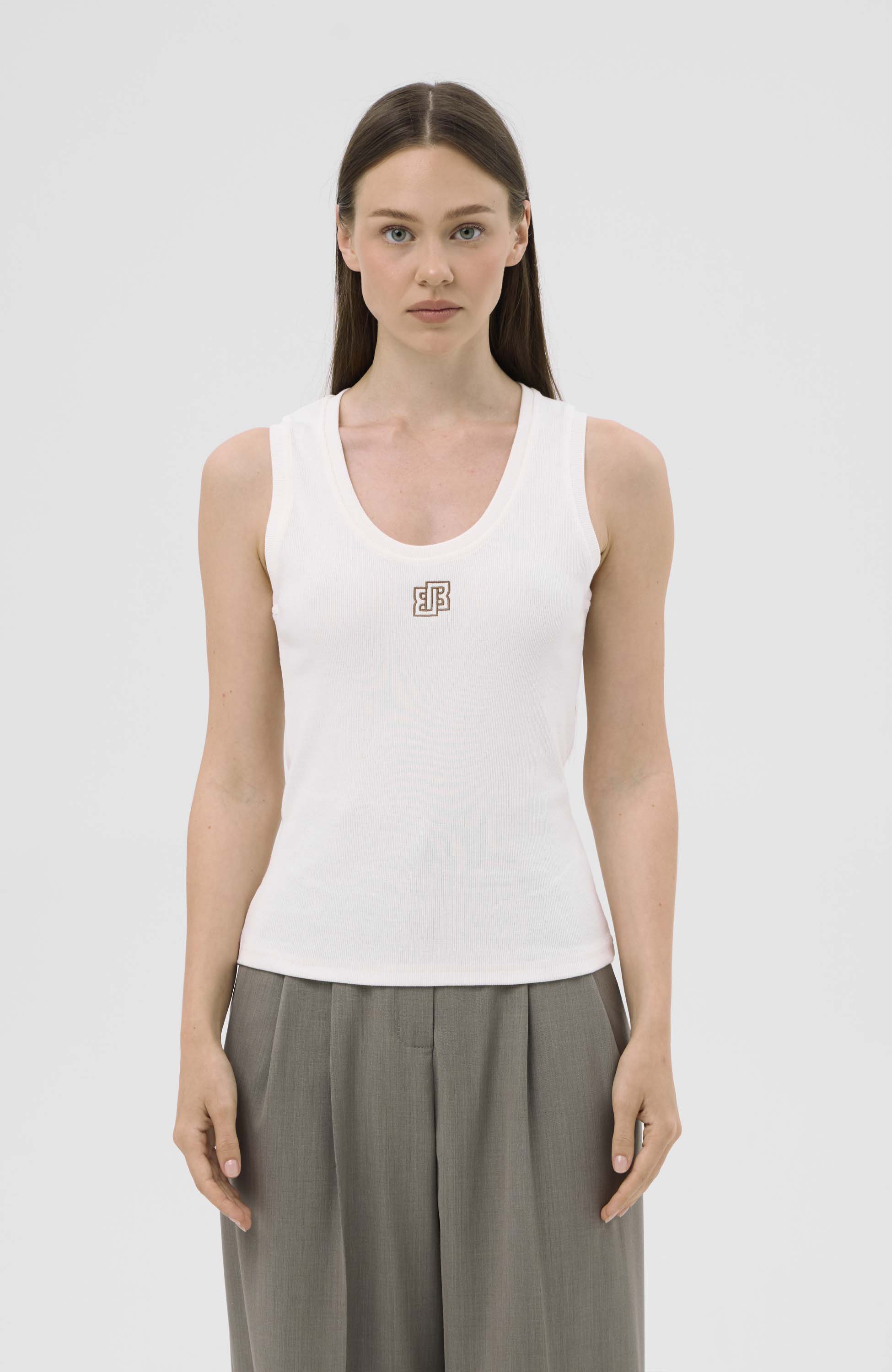 Beige brown Neutral Top z haftem image 1