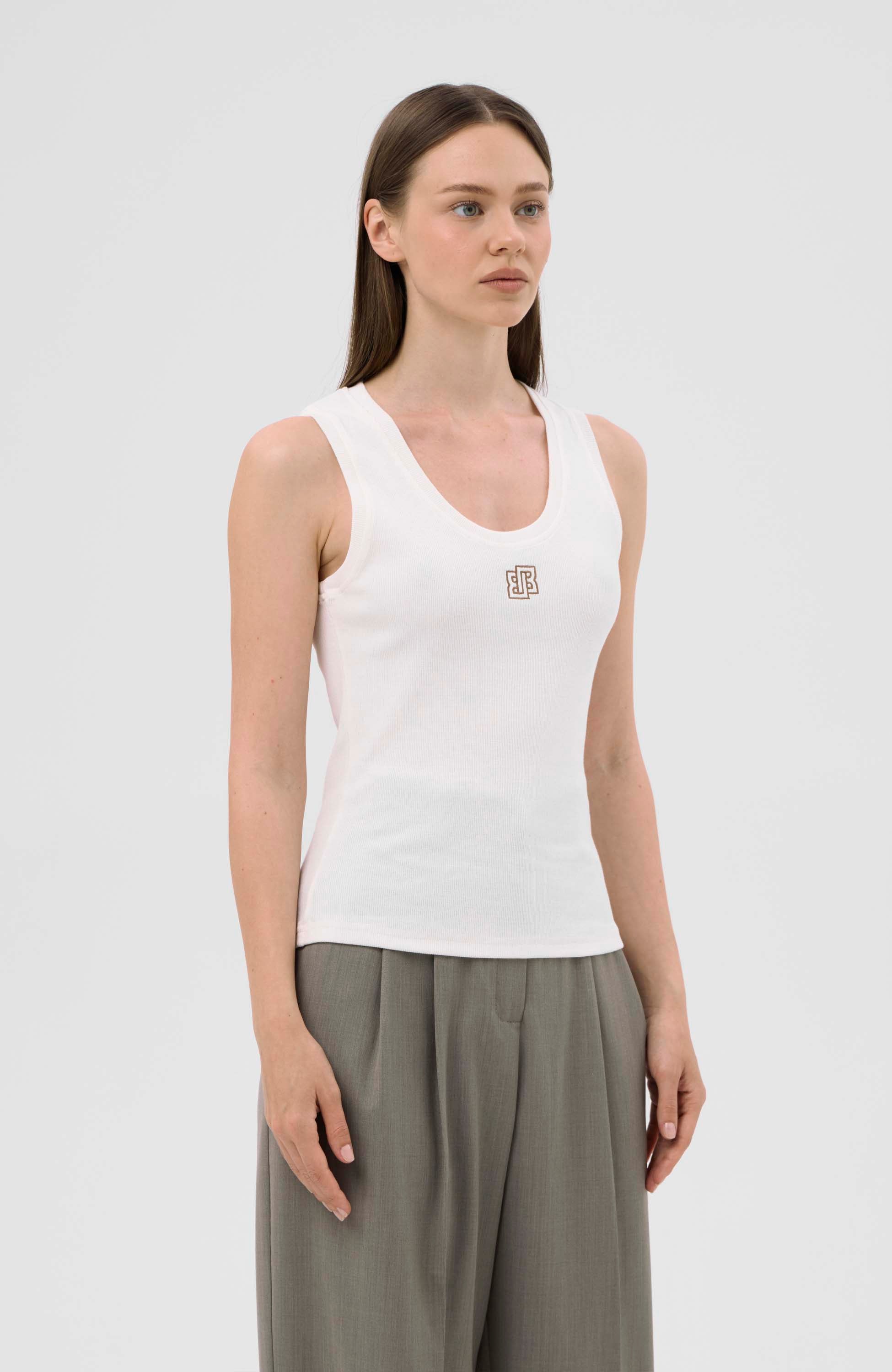 Beige brown Neutral Top z haftem image 3