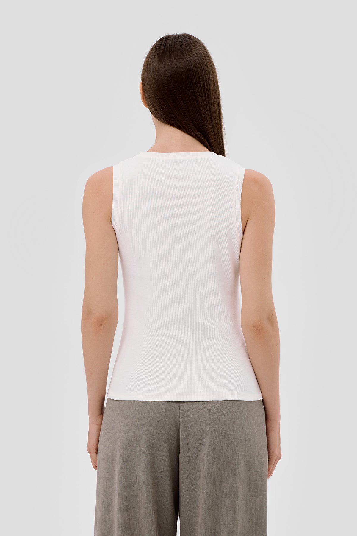 Beige brown Neutral Ribbed tank top image 4