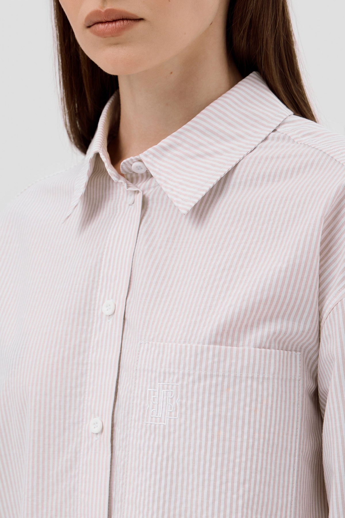Beige brown Beige Oversized striped shirt image 5