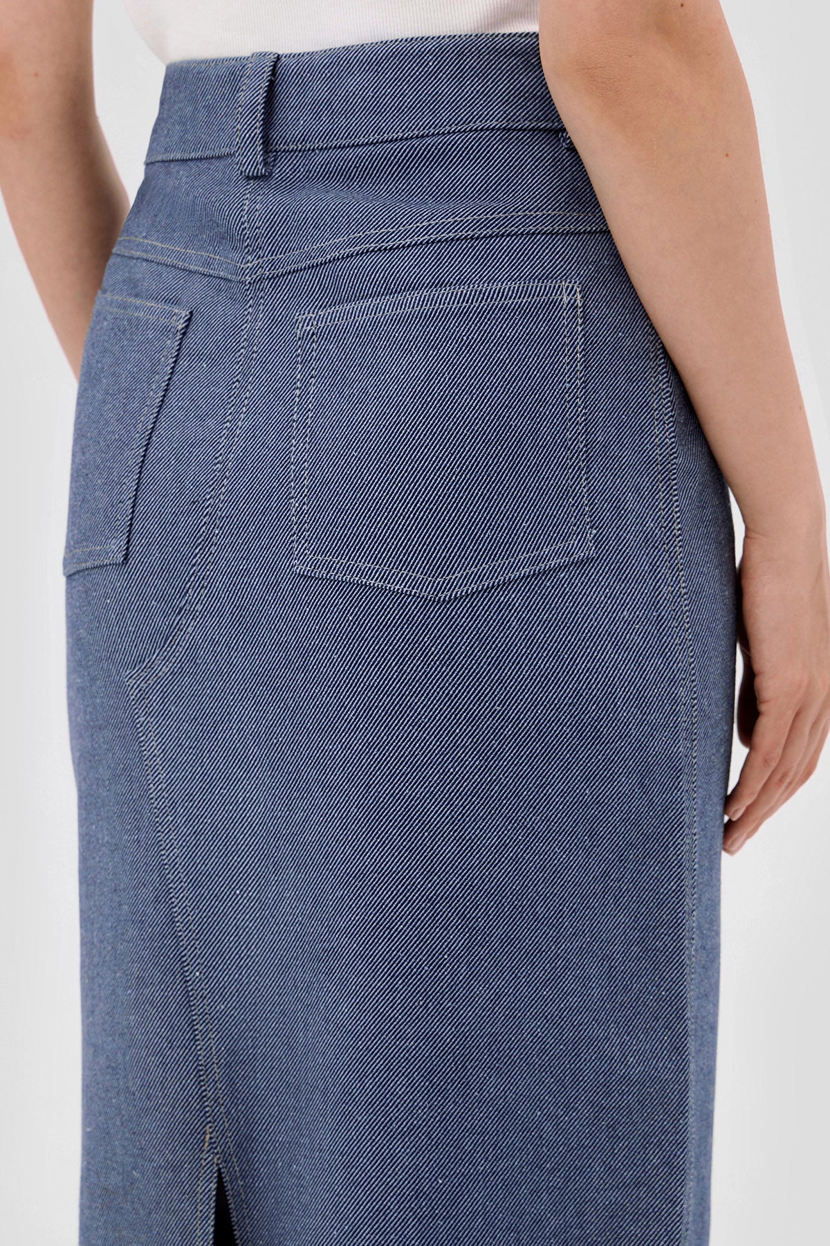 Beige brown Blue Denim asymmetric skirt image 8