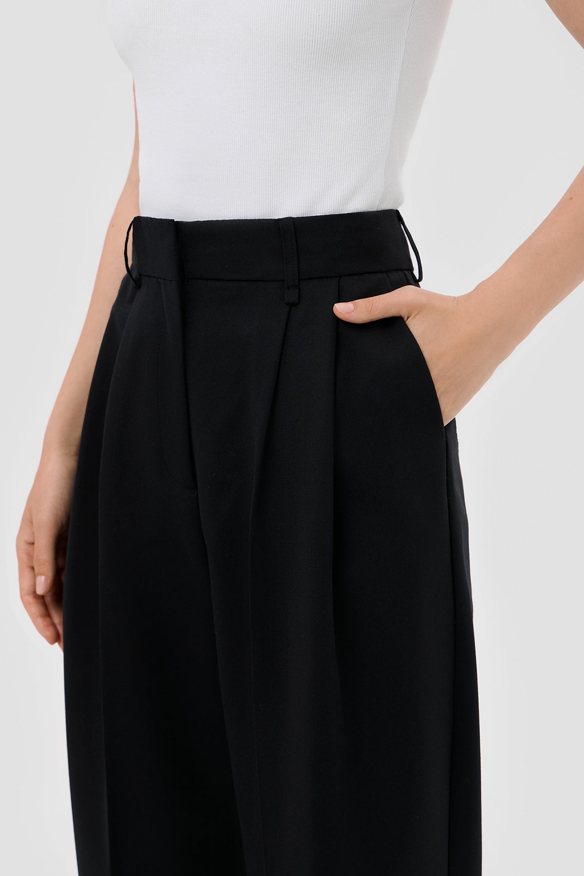 Beige brown Black Wide-leg suit trousers image 6
