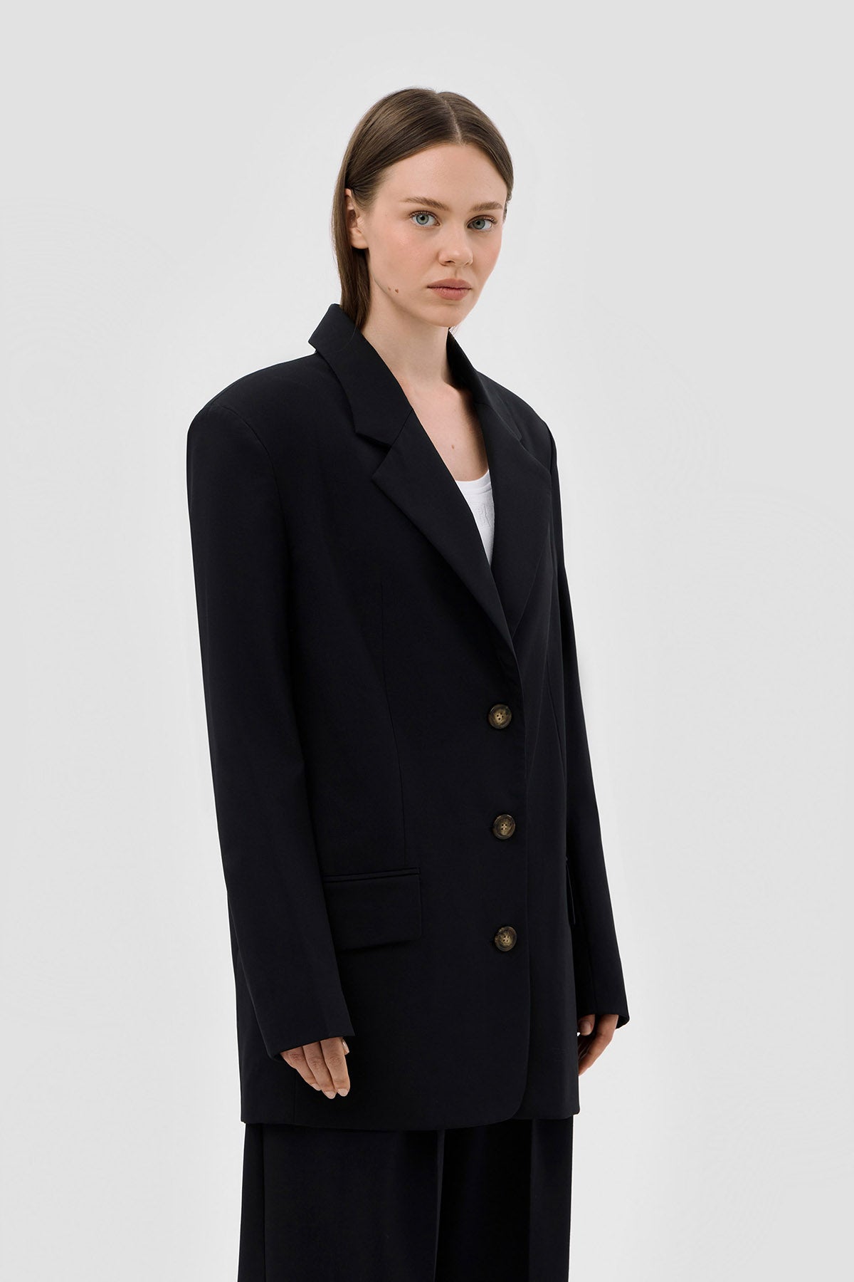 Beige brown Black Oversized suit blazer image 3