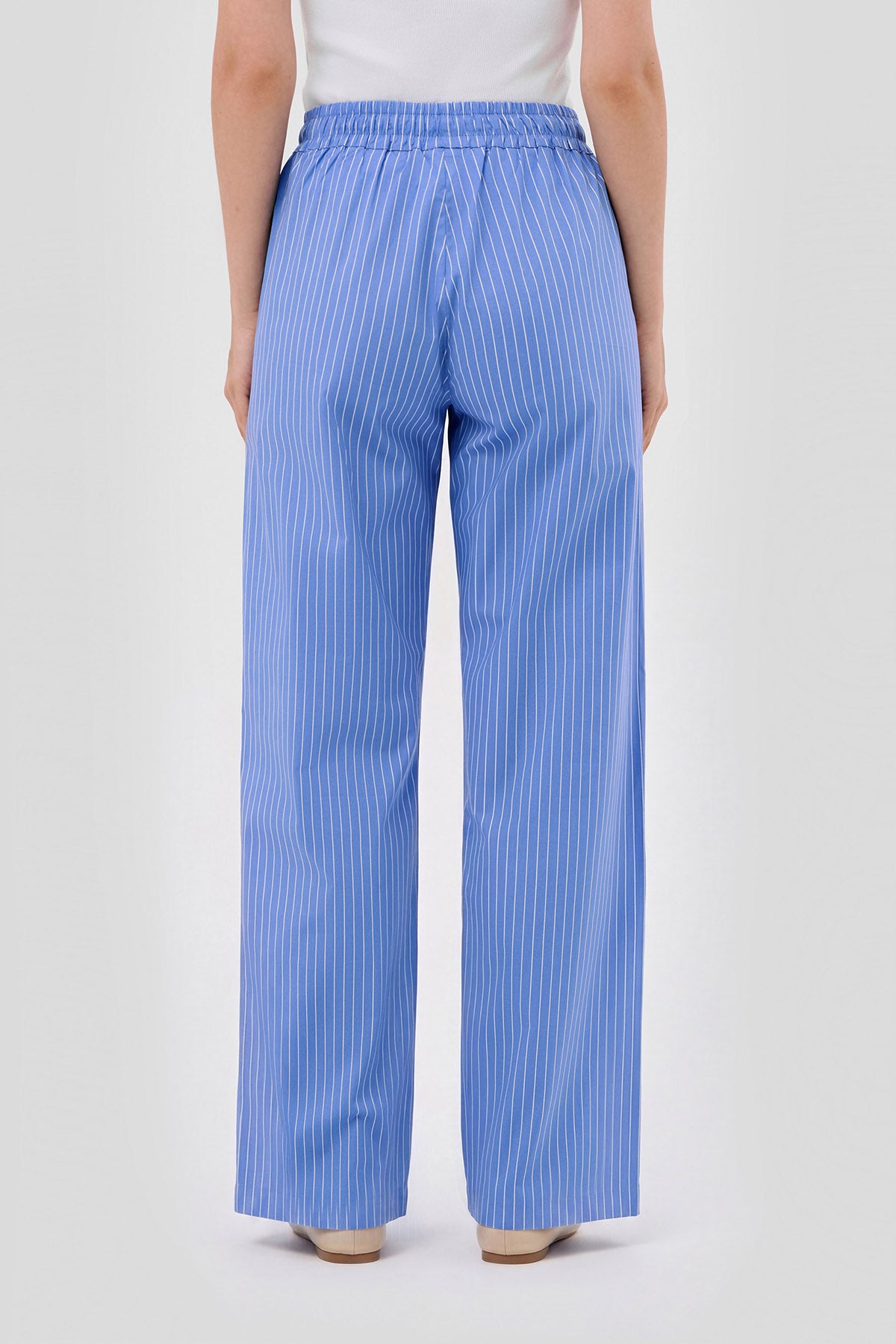 Beige brown Blue Striped cotton pants image 5