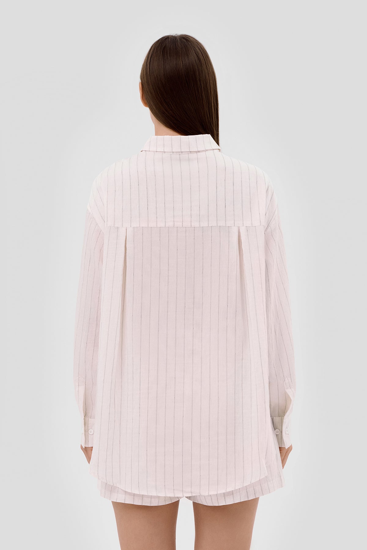 Beige brown Neutral Striped linen shirt image 4