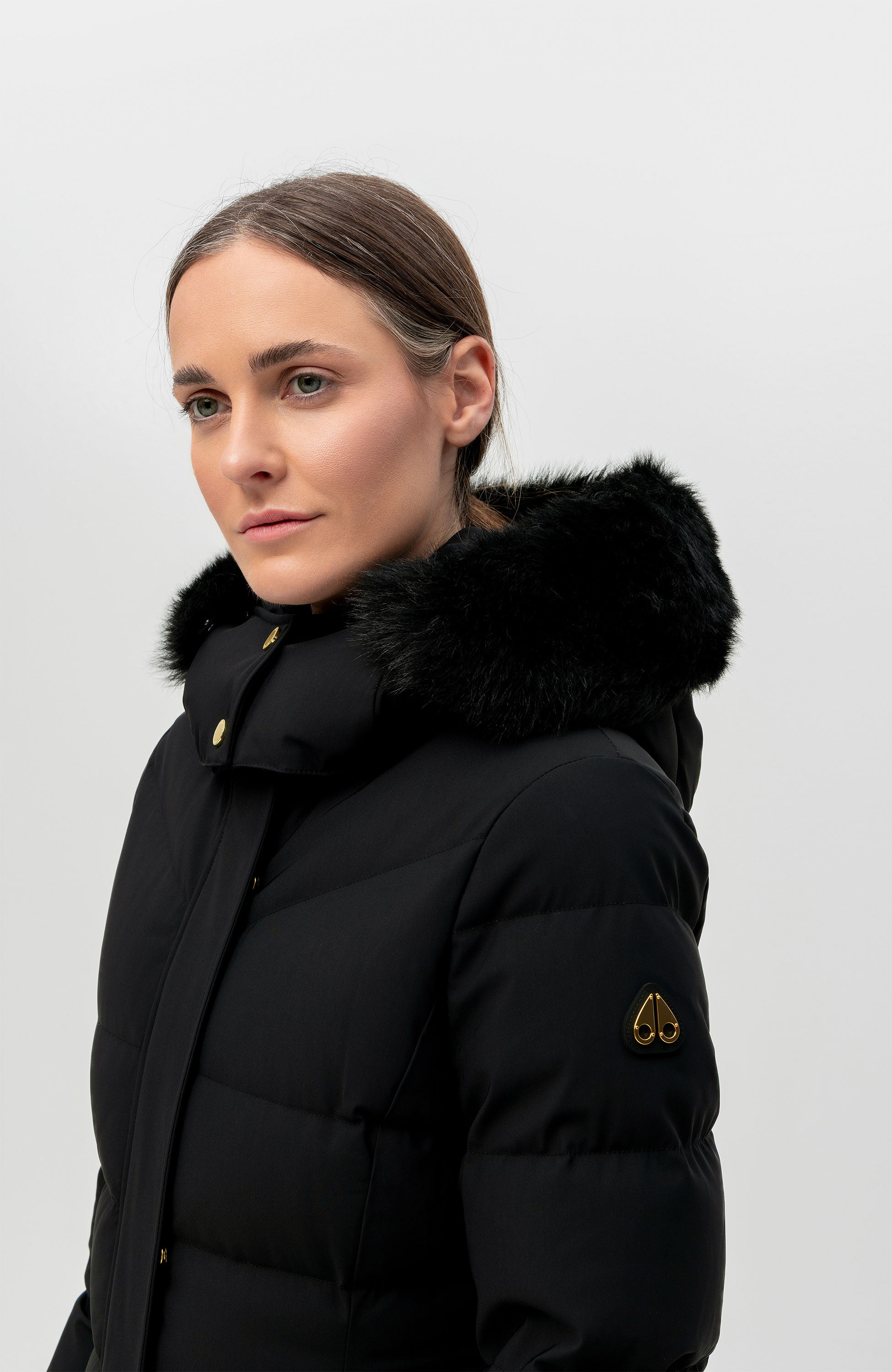 Moose knuckles Black Hooded down parka jocada gold image 4
