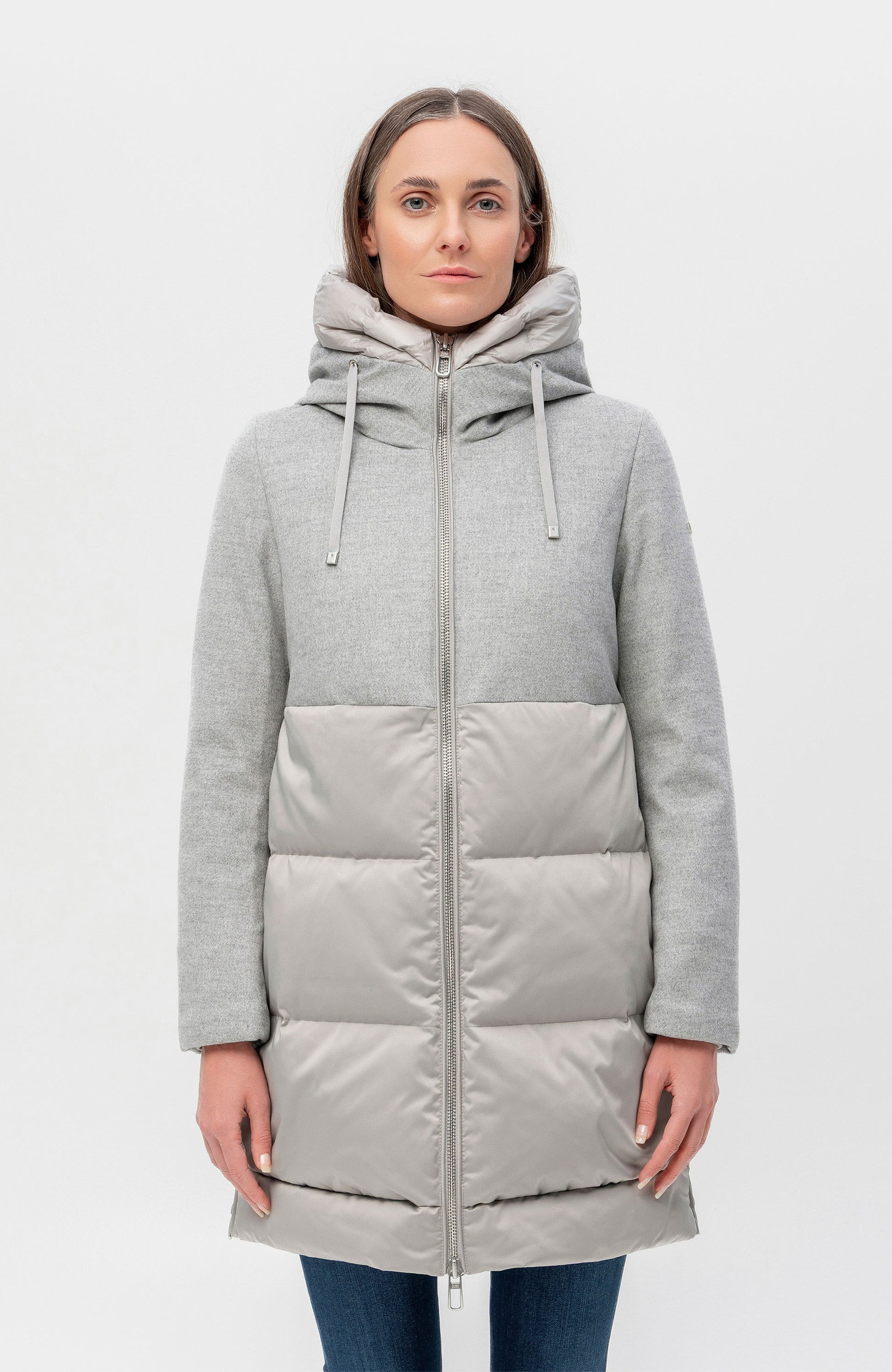 Bi-material quilted coat TALIA