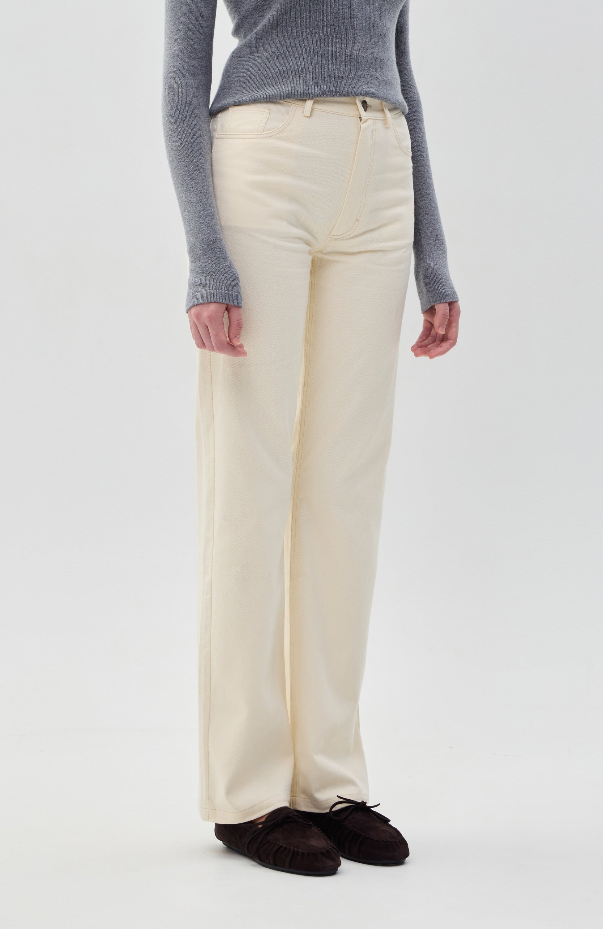 Beige brown Neutral Stovepipe midrise jeans image 4