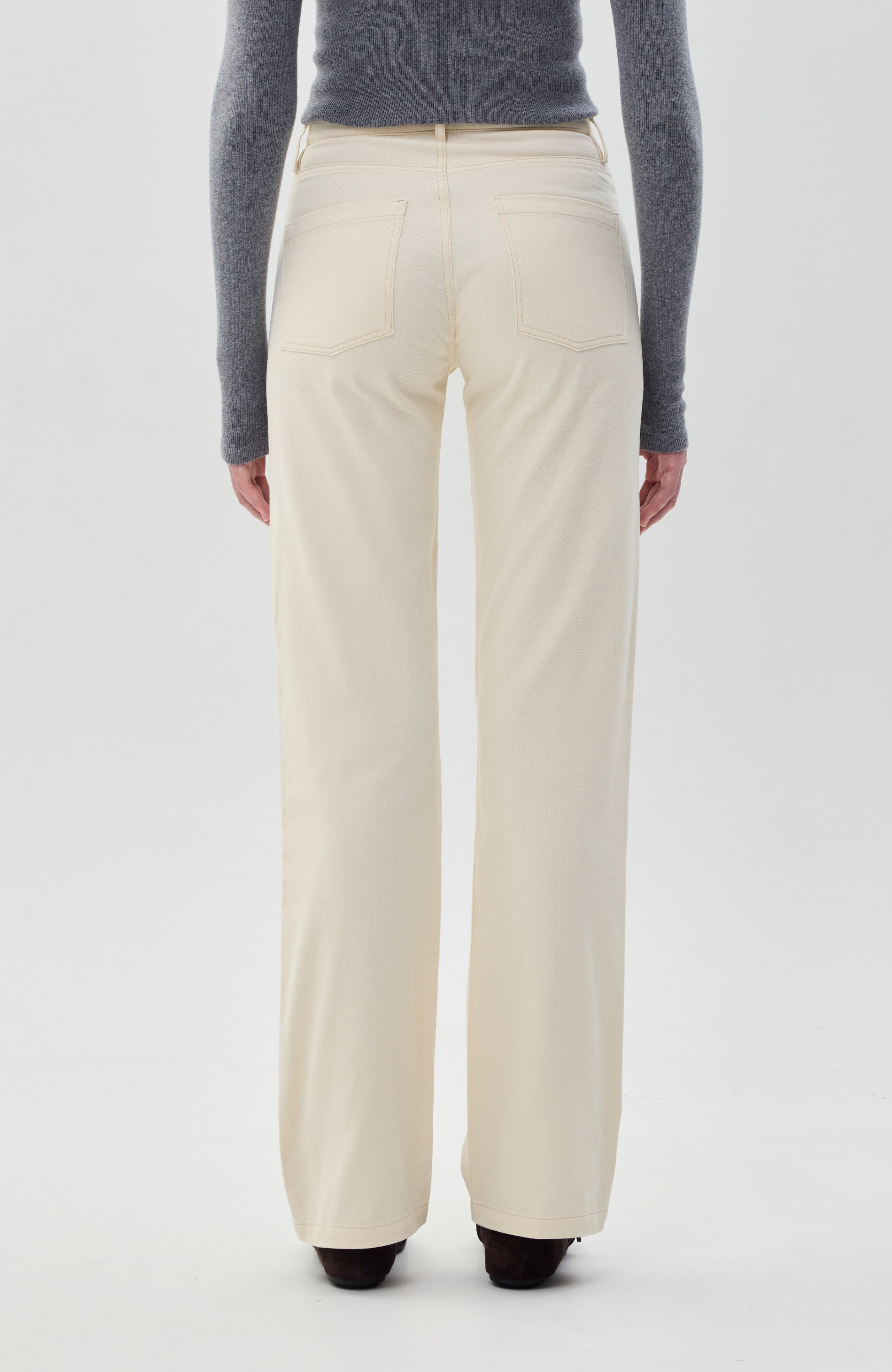 Beige brown Neutral Stovepipe midrise jeans image 5