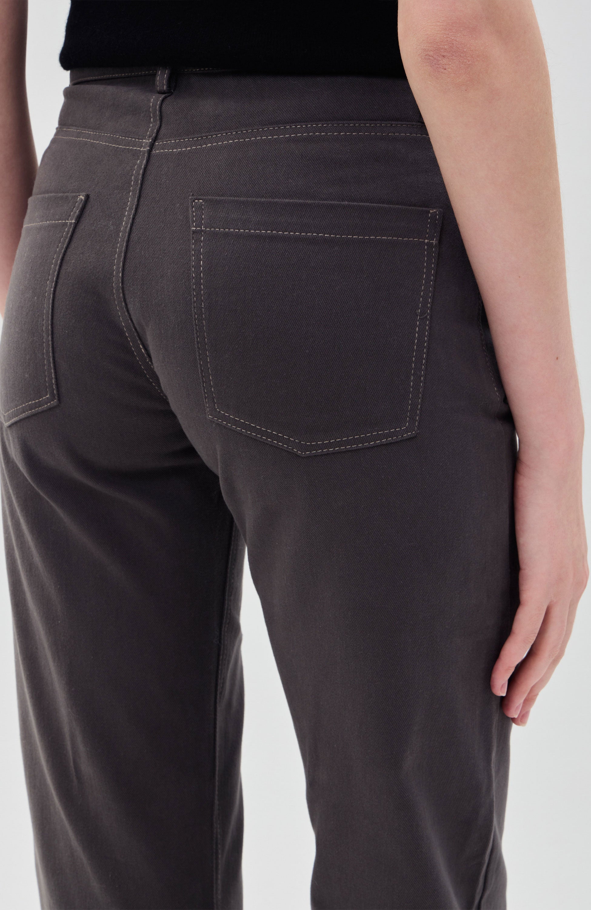 Beige brown Grey Stovepipe midrise jeans image 7