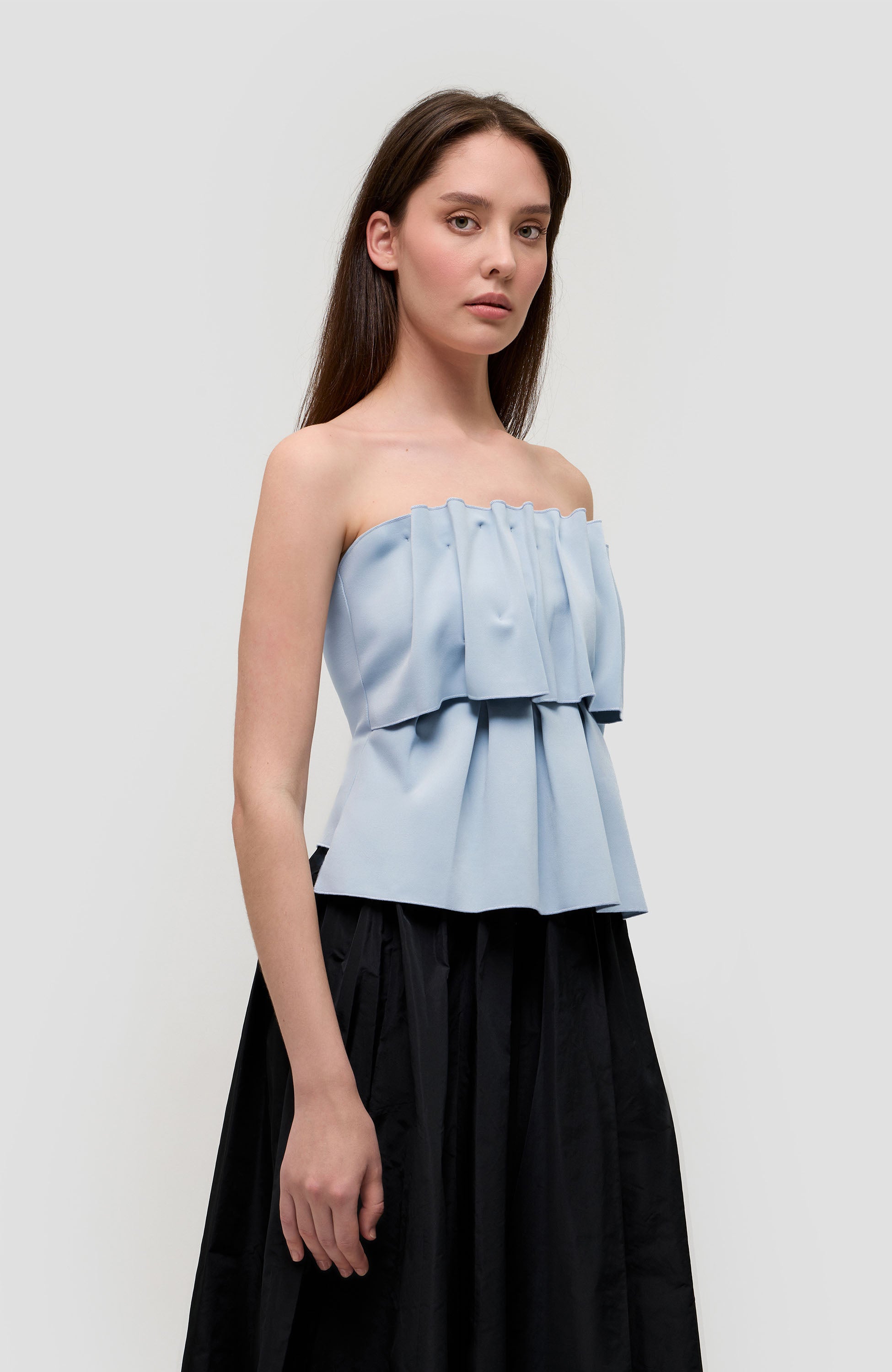 House of dagmar Blue Sculpted tube top image 3