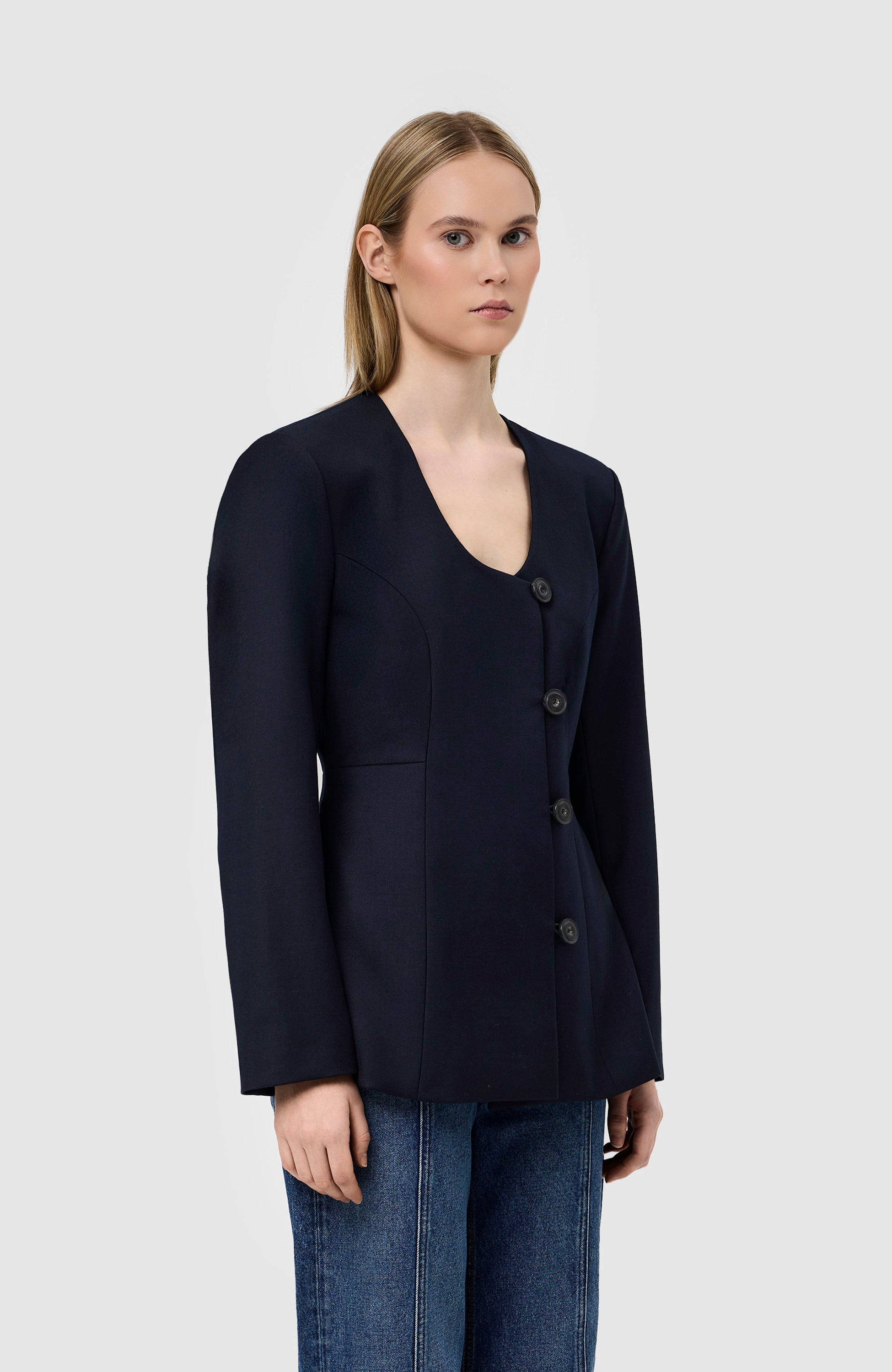 House of dagmar Navy Collarless blazer image 3