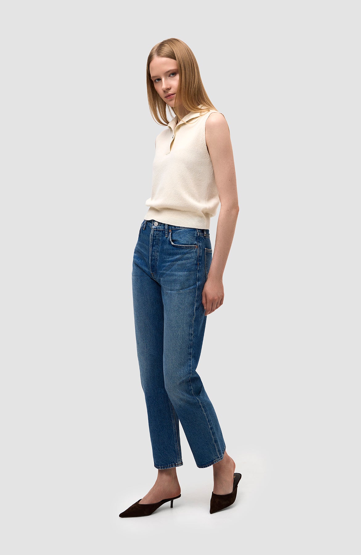 Agolde Blue High rise straight 90's pinch waist image 9