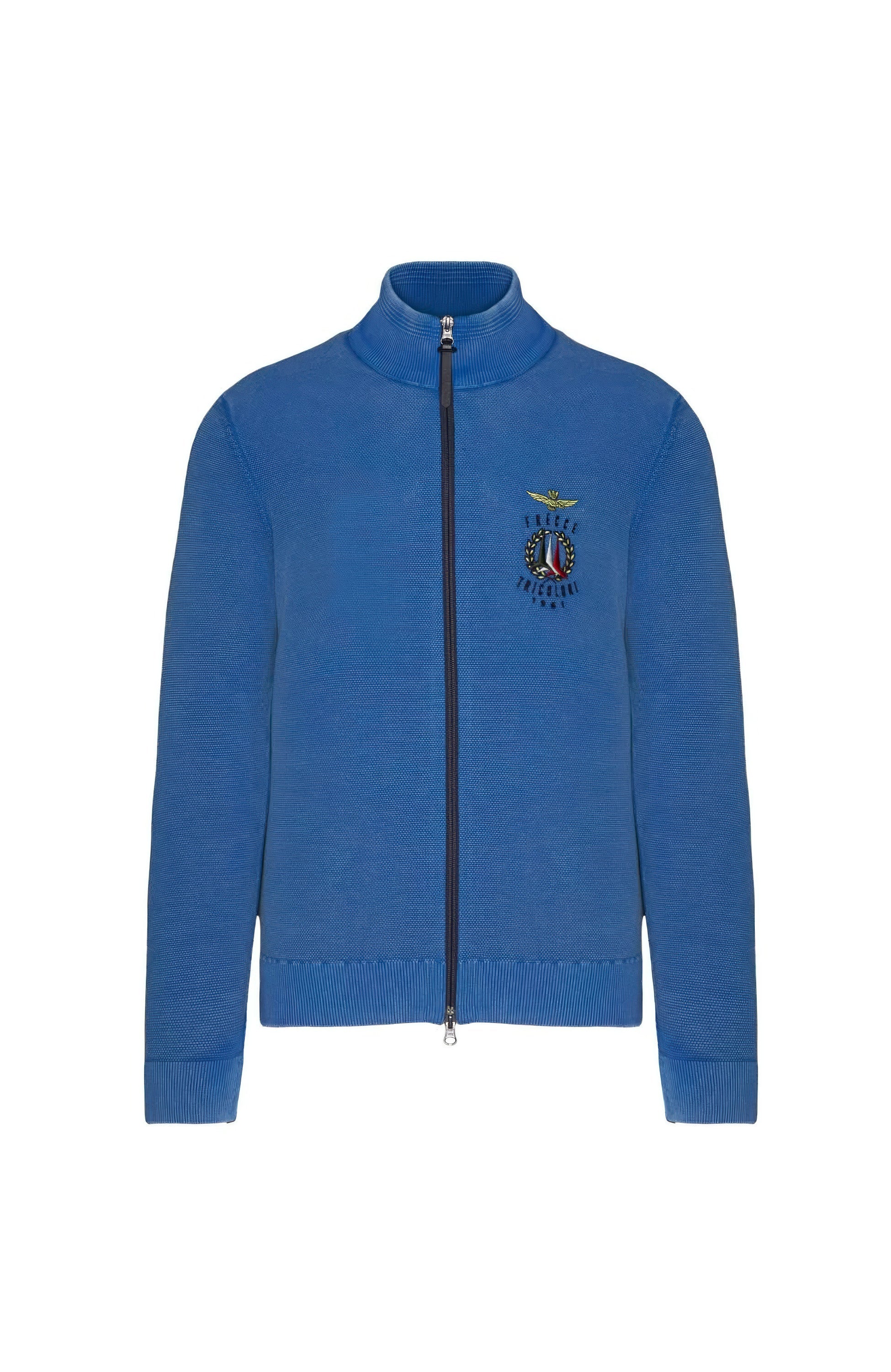 Aeronautica militare Blue Logo-embroidered zipped cardigan image 7