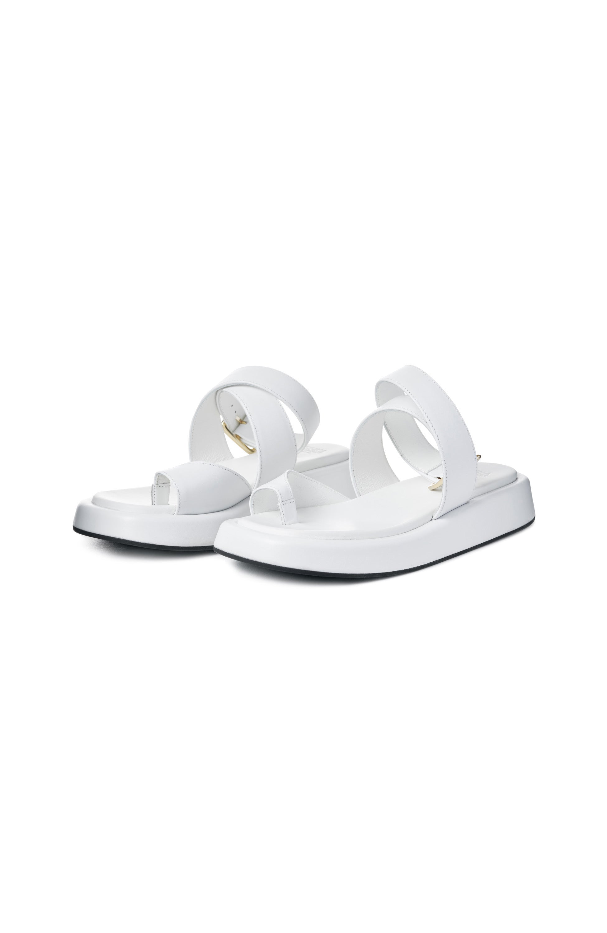 Erika cavallini White Ristatud rihmaga nahast sandaalid image 3