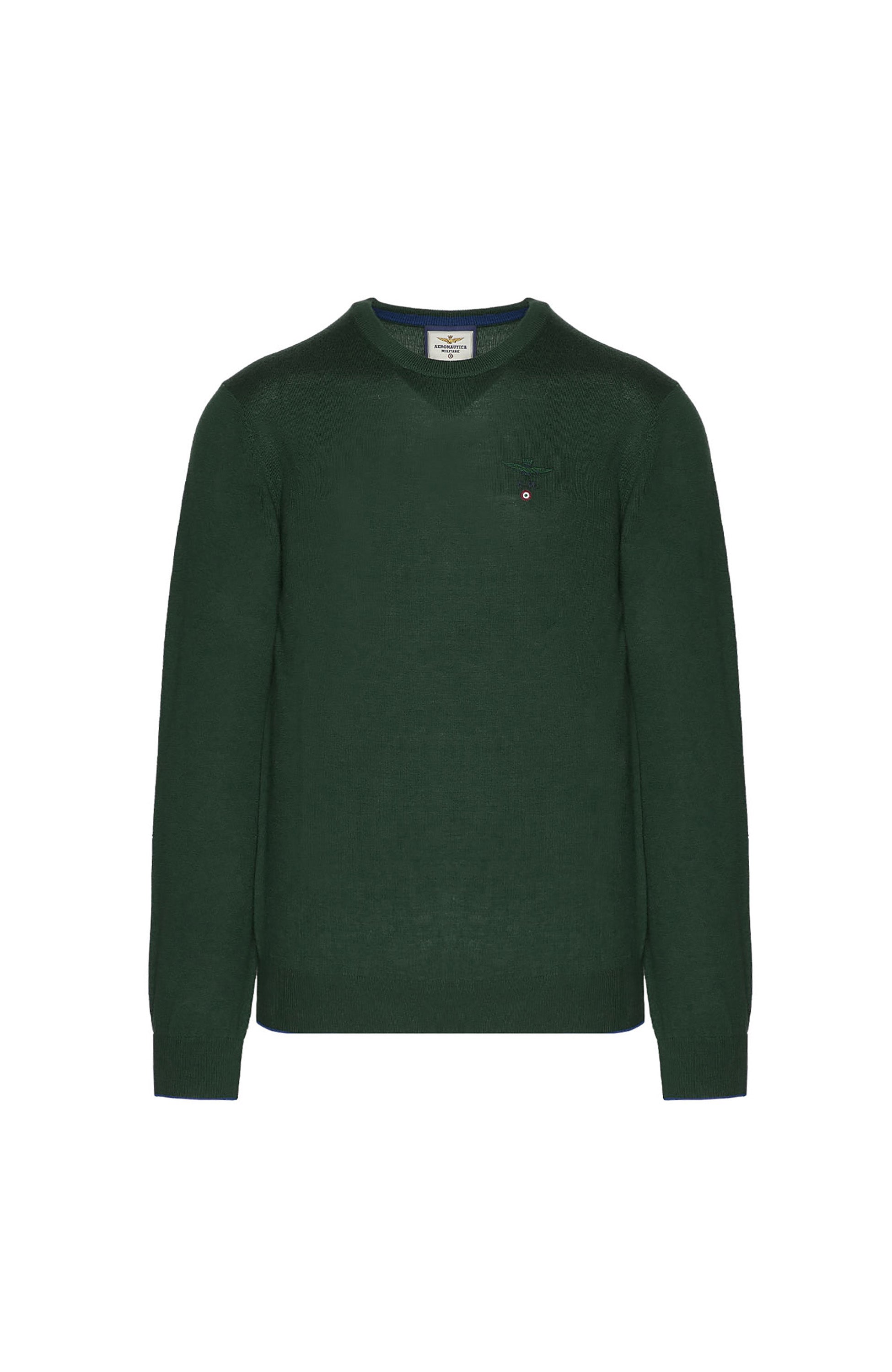 Aeronautica militare Green Roundneck merino wool sweater image 6