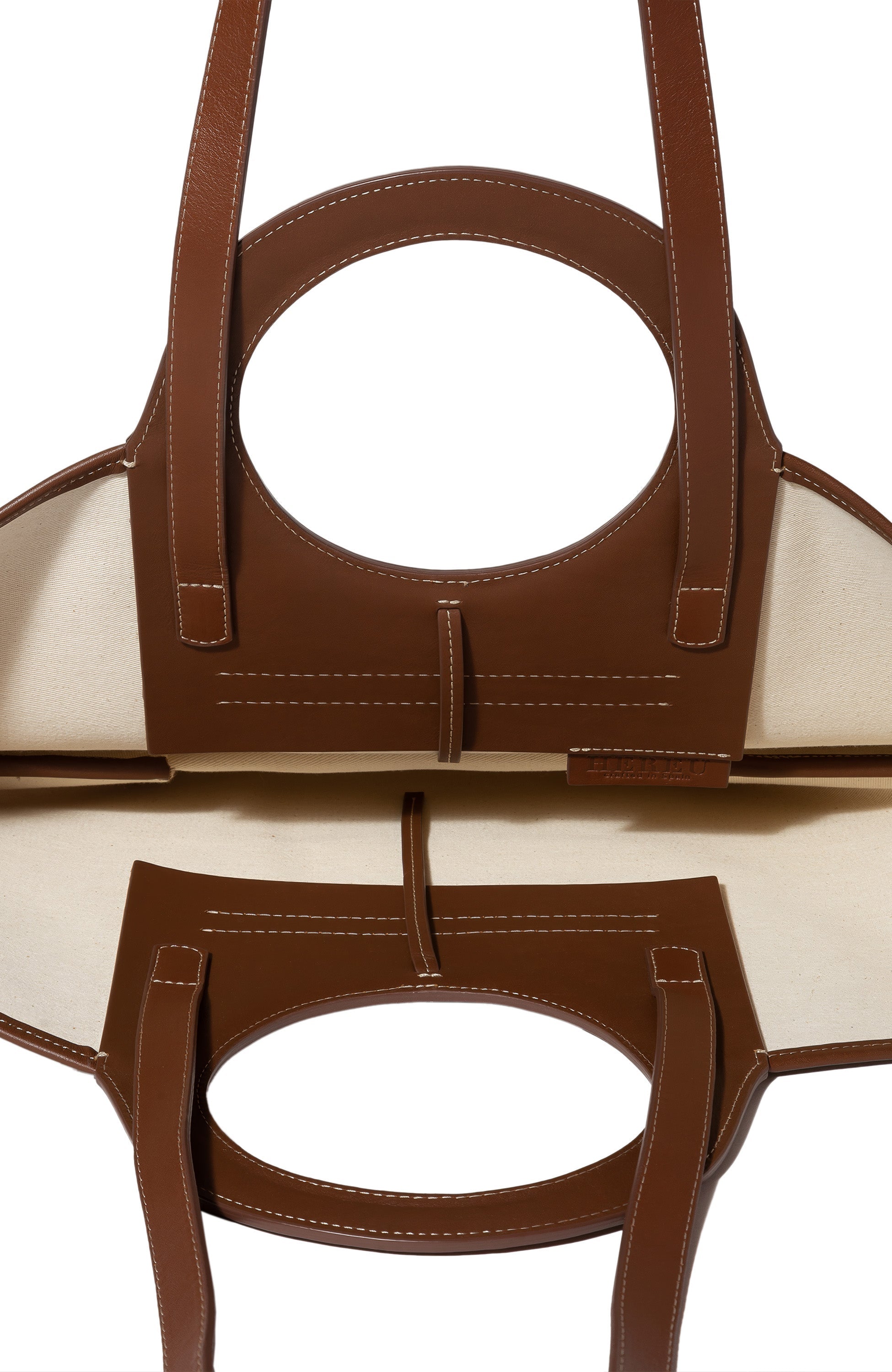 Hereu Beige Torba typu tote z płótna z elementami ze skóry marki cala image 3