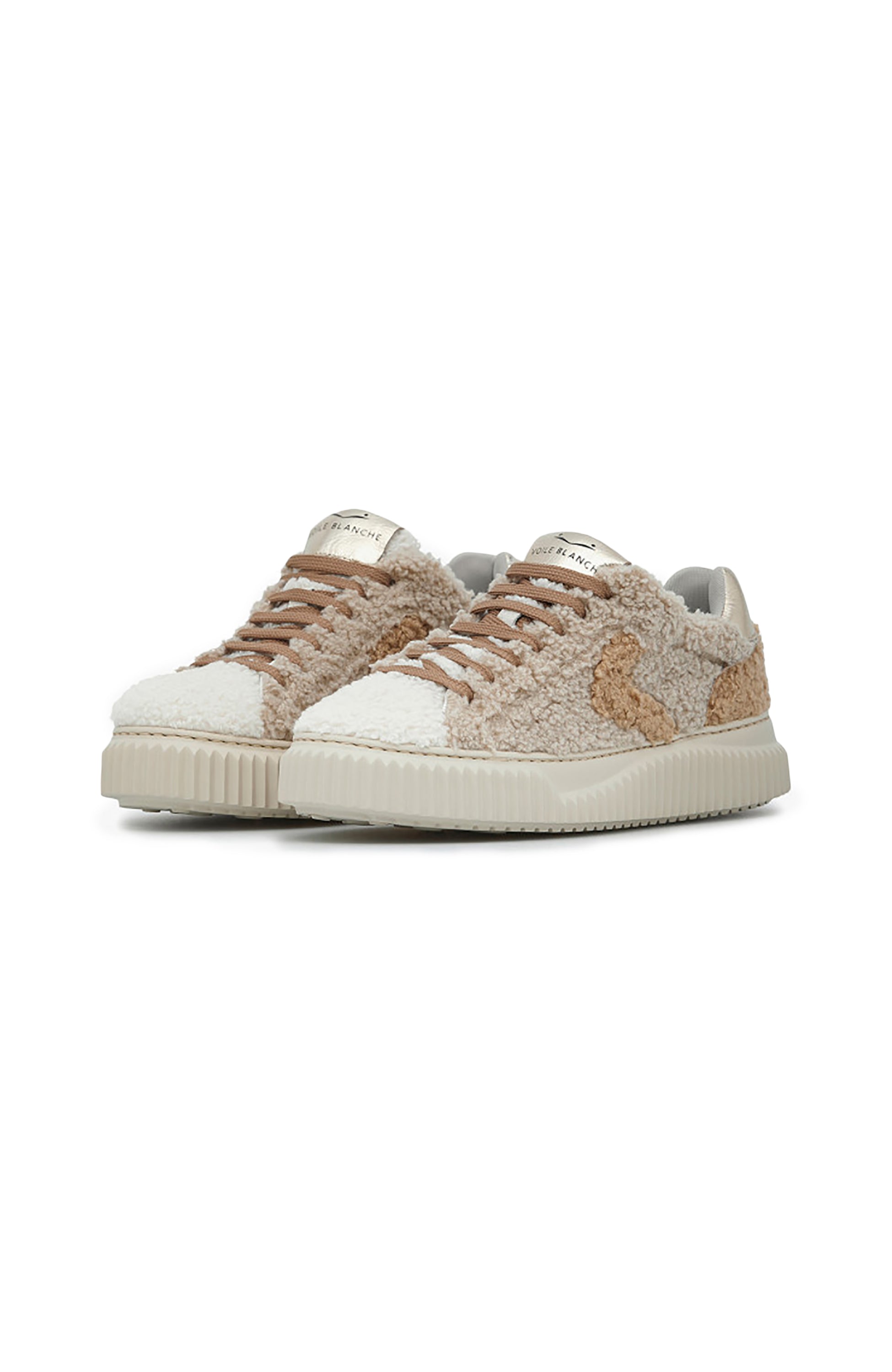 Voile blanche Beige Curly-effect wool sneakers lipari image 3