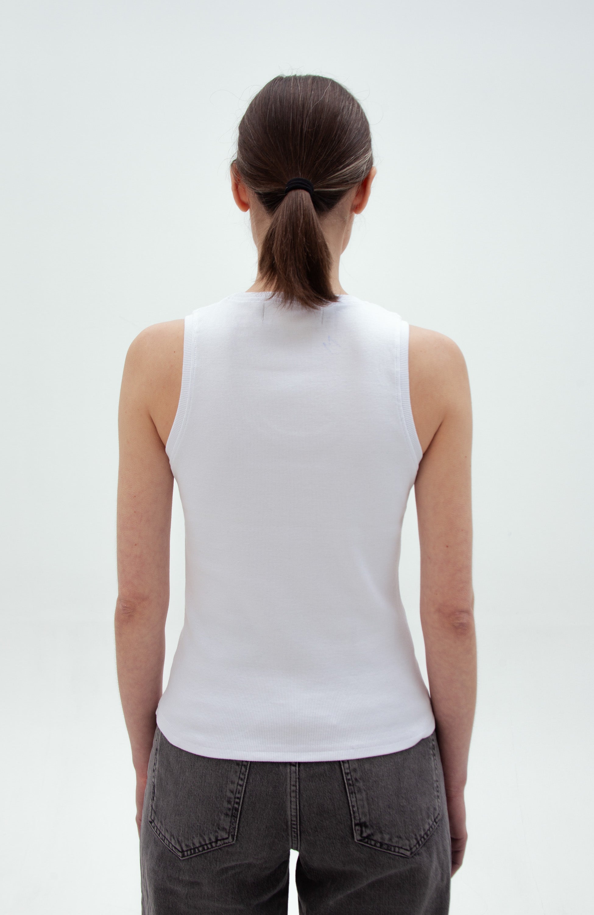 Beige brown White Ribbed tank top image 4