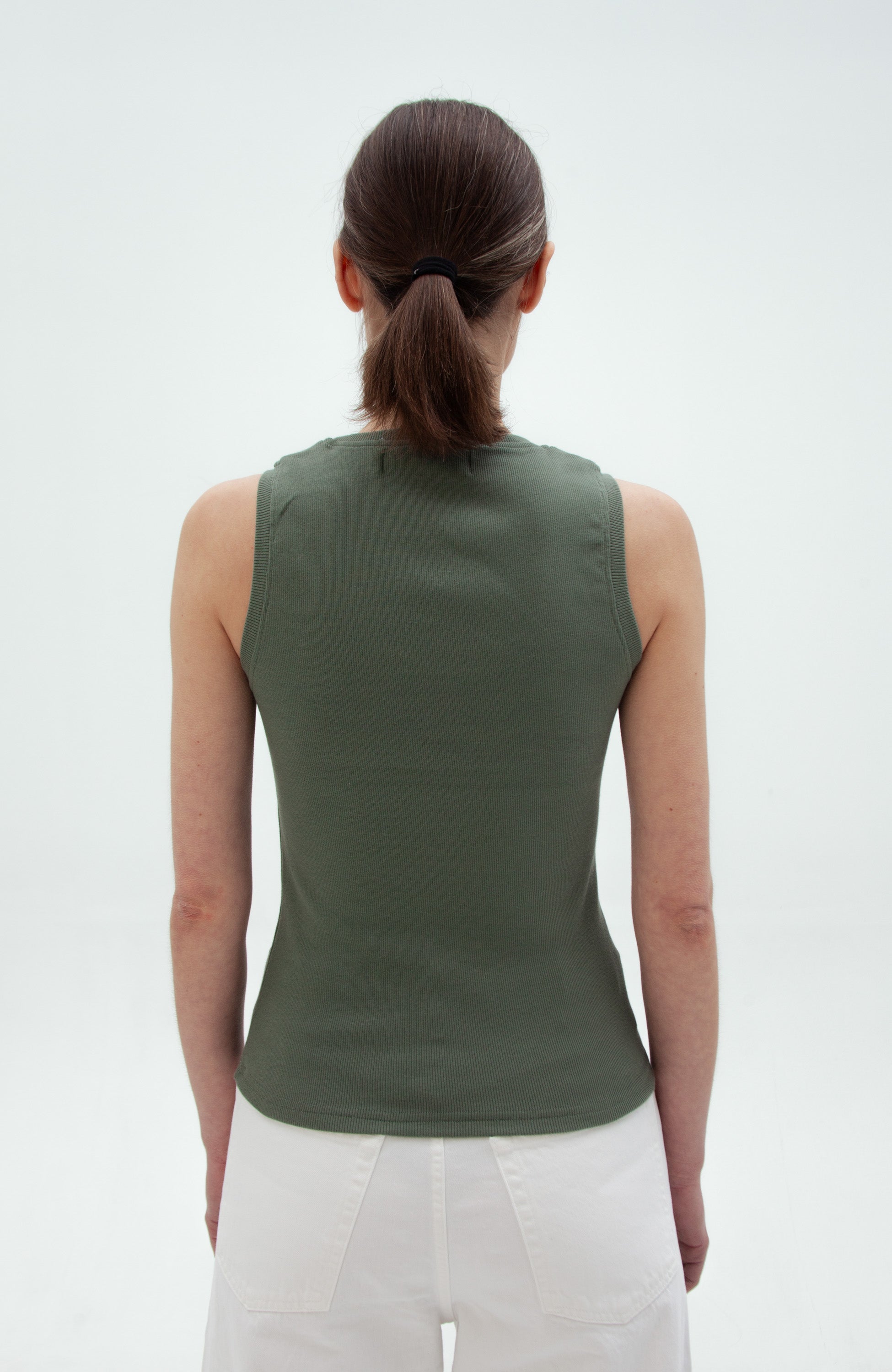 Beige brown Green Ribbed tank top image 4