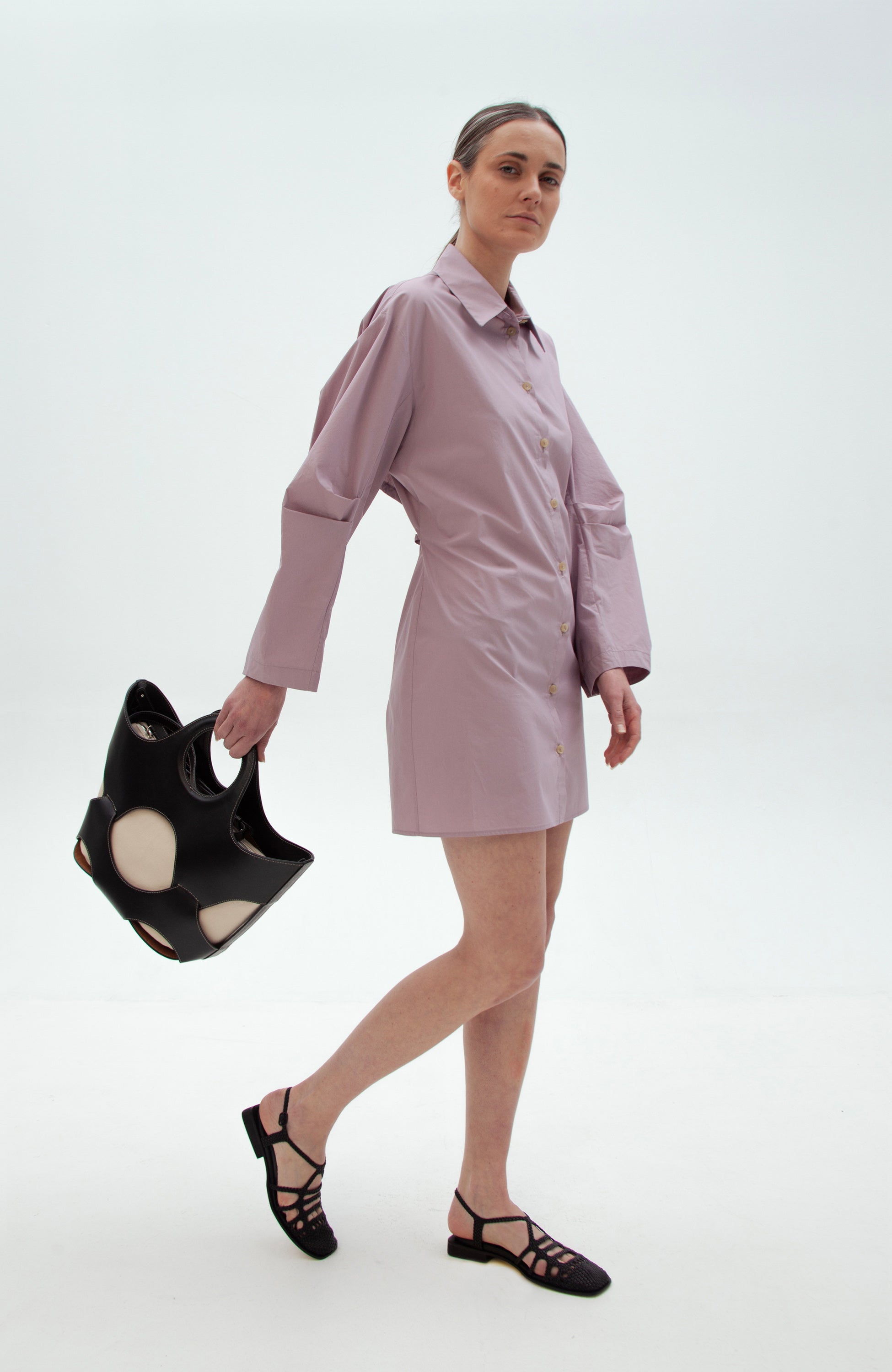 Erika cavallini Purple Puff-sleeve open-back dress image 10