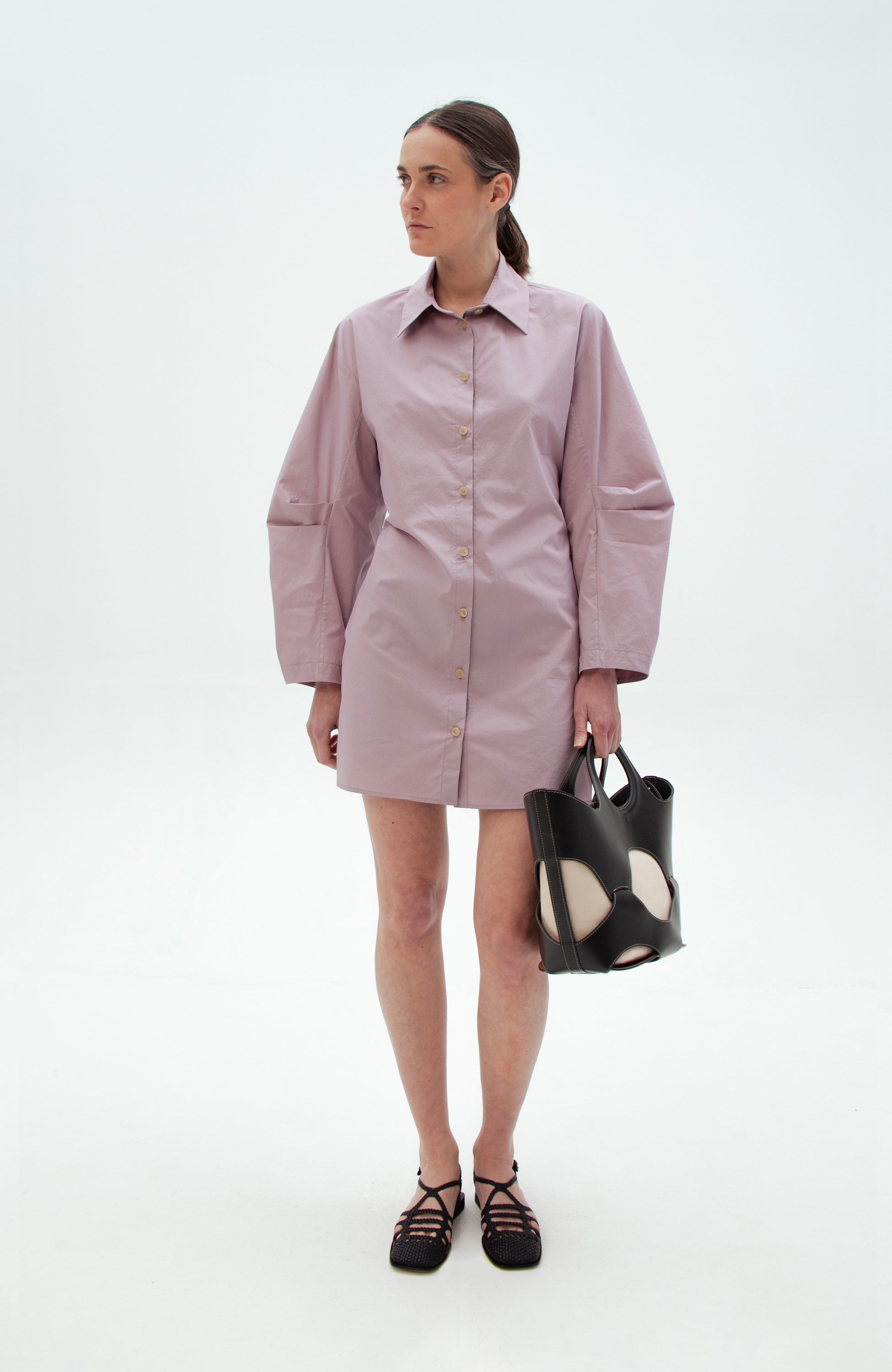 Erika cavallini Purple Puff-sleeve open-back dress image 5