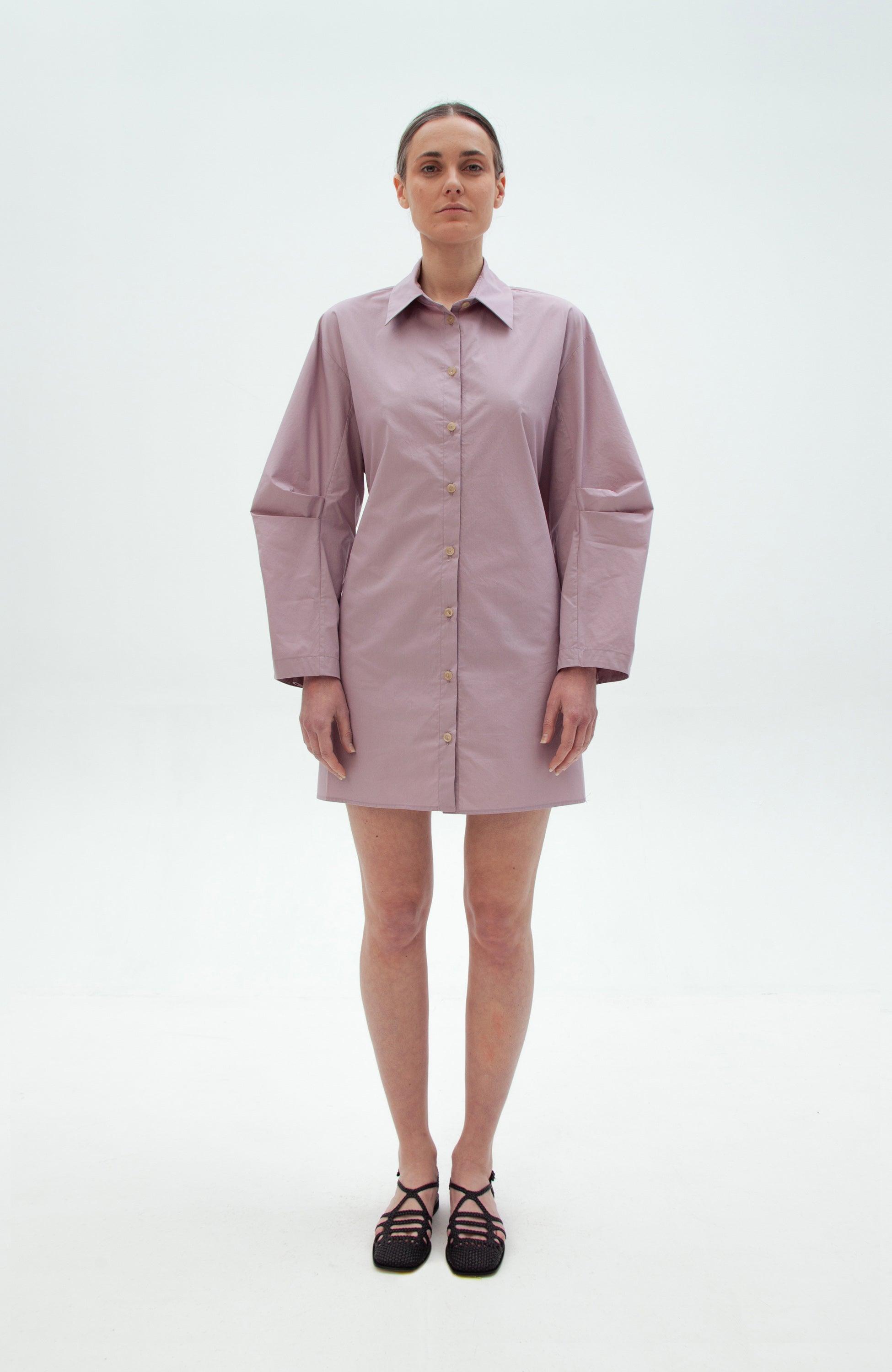 Erika cavallini Purple Puff-sleeve open-back dress image 3