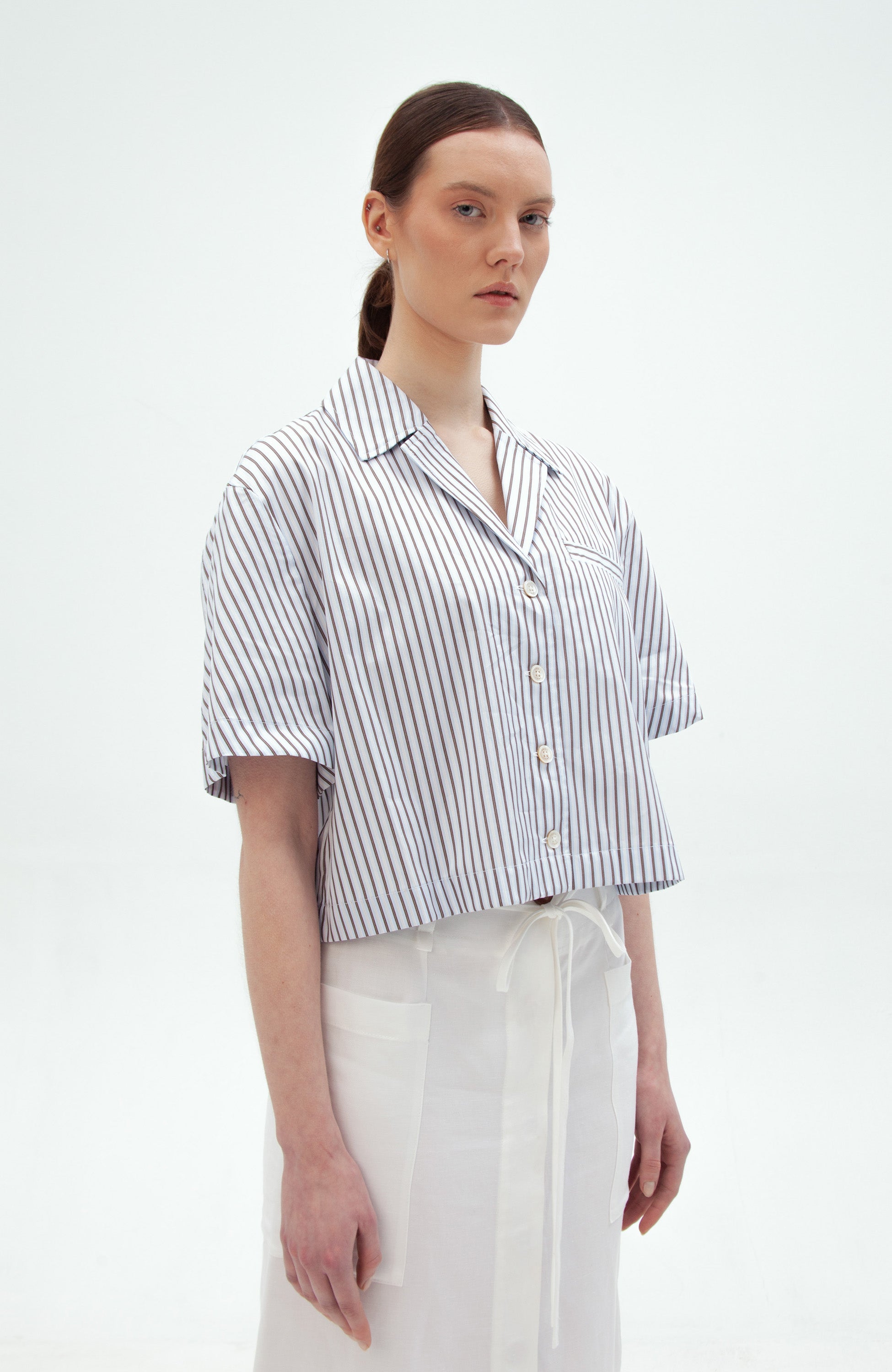 Erika cavallini White Striped crop top image 3