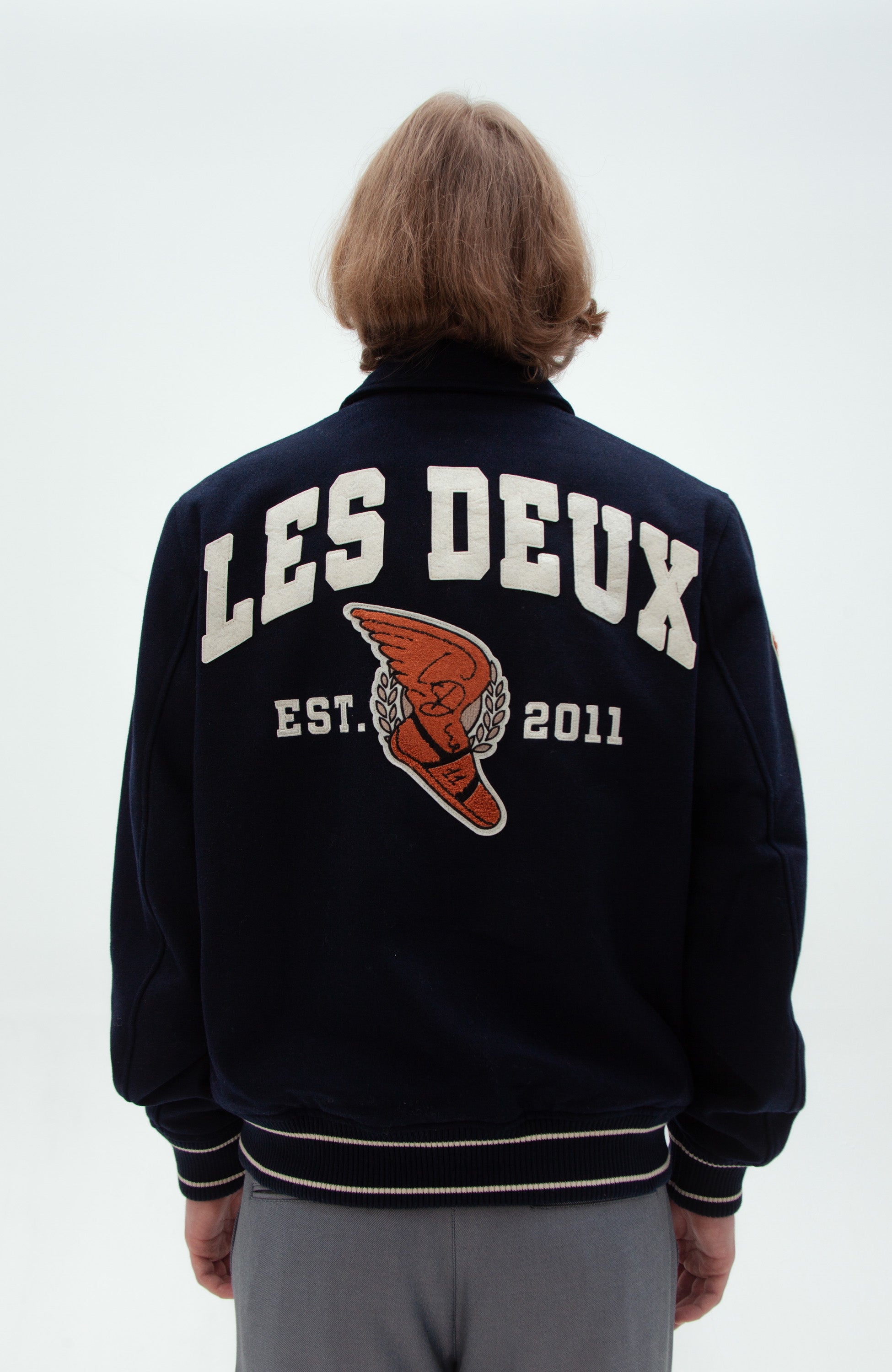 Les deux Navy Wełniana kurtka varsity z naszywkami image 4