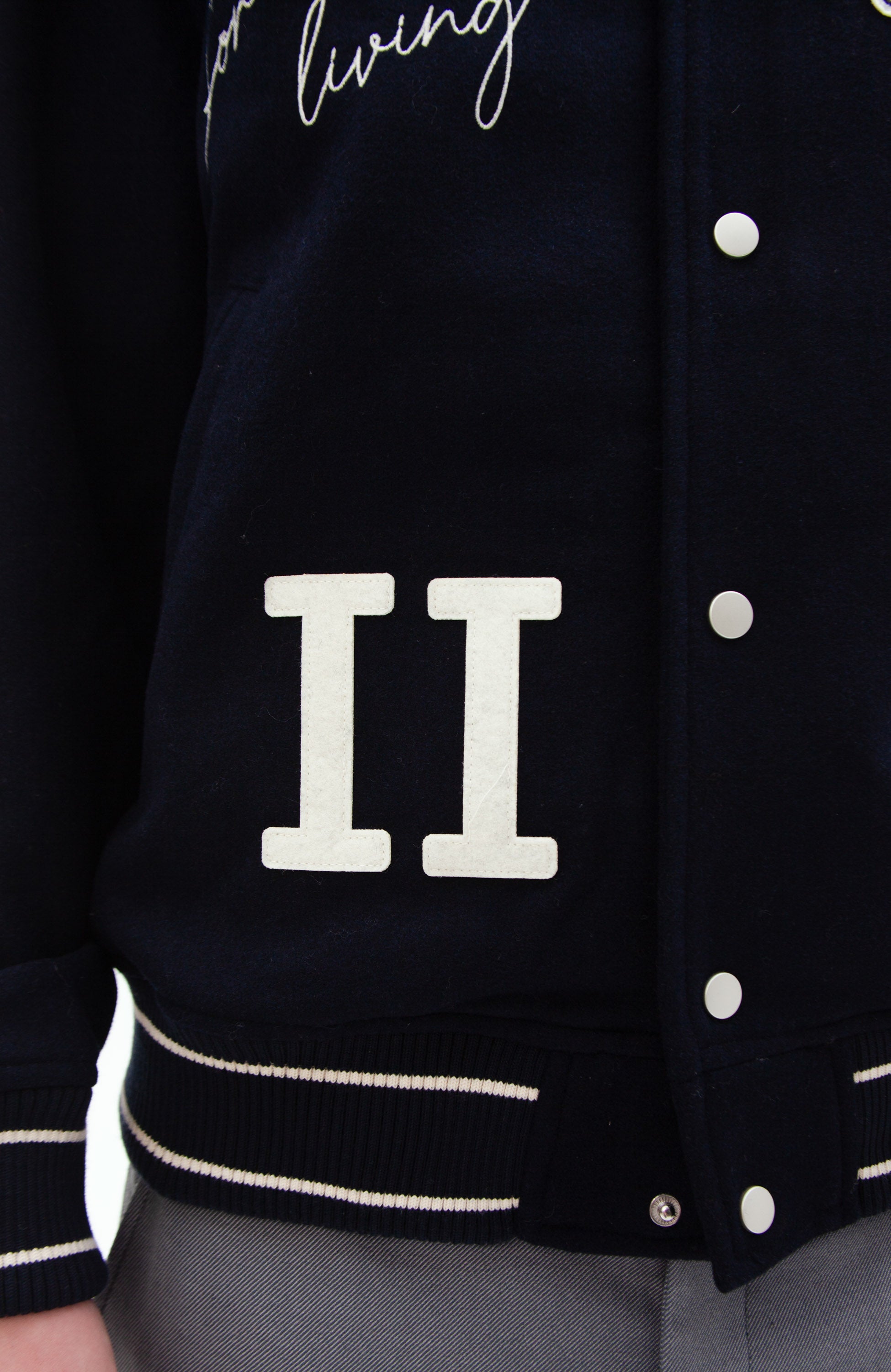 Les deux Navy Wełniana kurtka varsity z naszywkami image 7