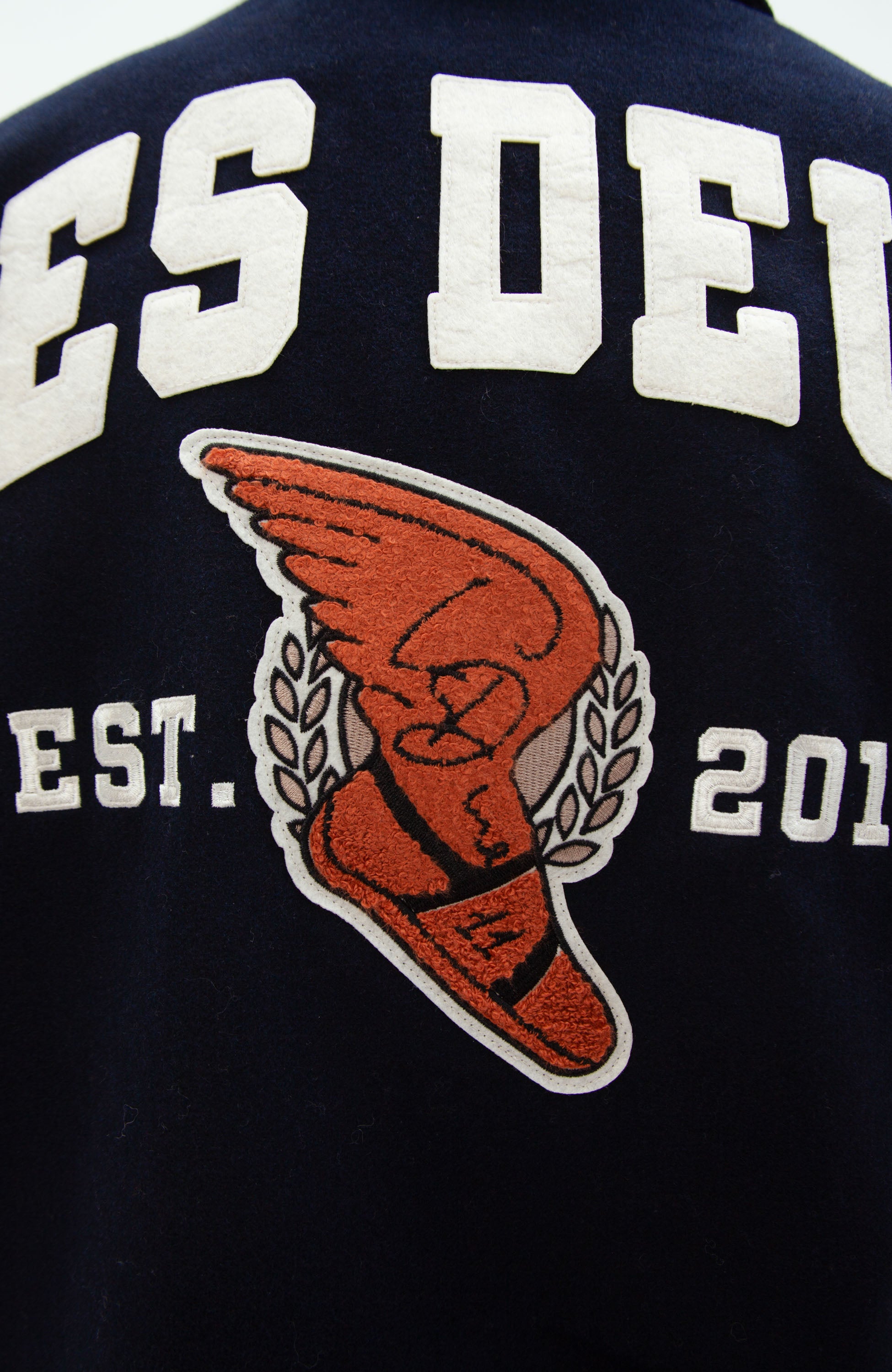Les deux Navy Wełniana kurtka varsity z naszywkami image 10